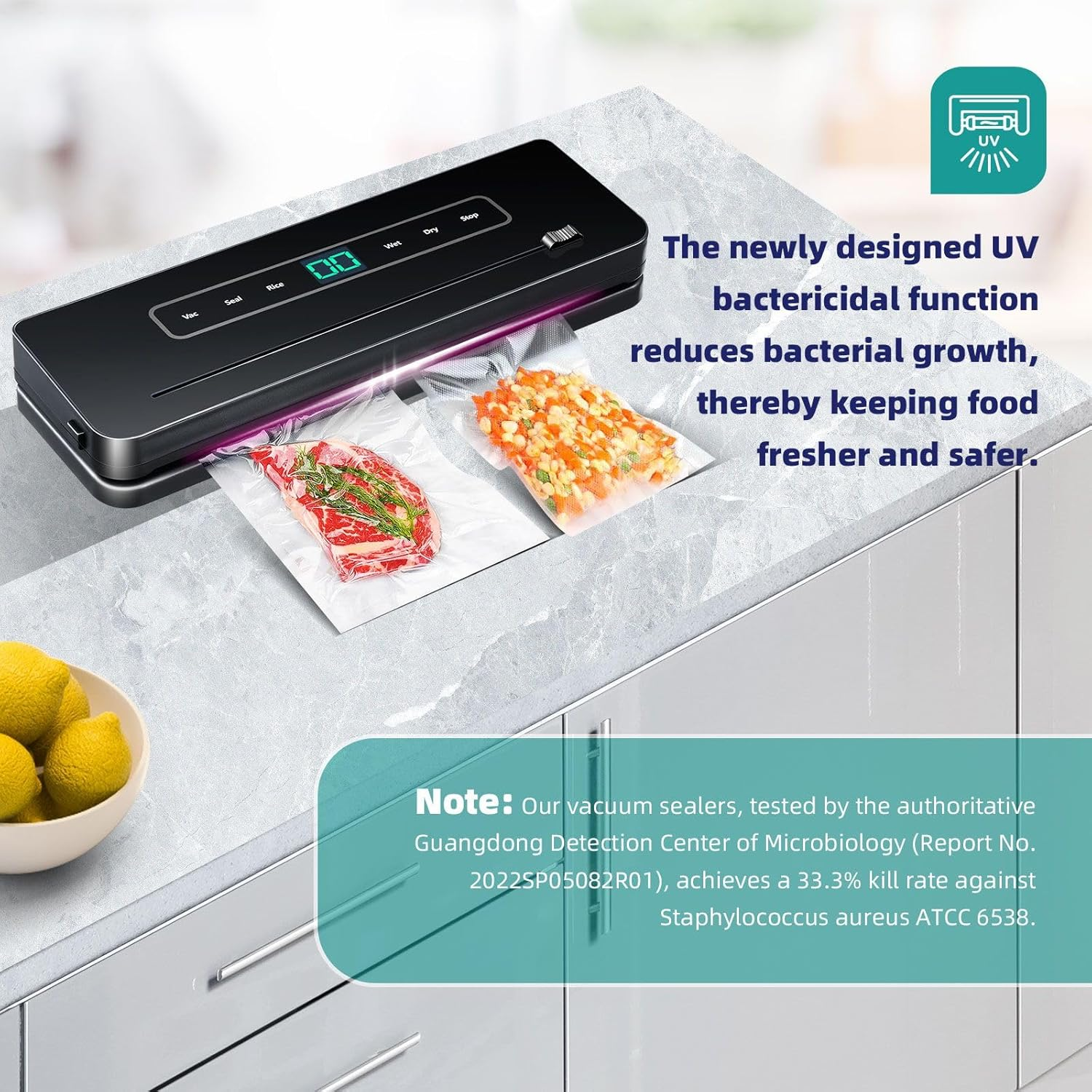 80Kpa Vacuum Sealer Machine Fresh Meat Dry Wet Food Saver Storage Machine Heat Packing120W Countertop Automatic Airtight with Bags image number 6