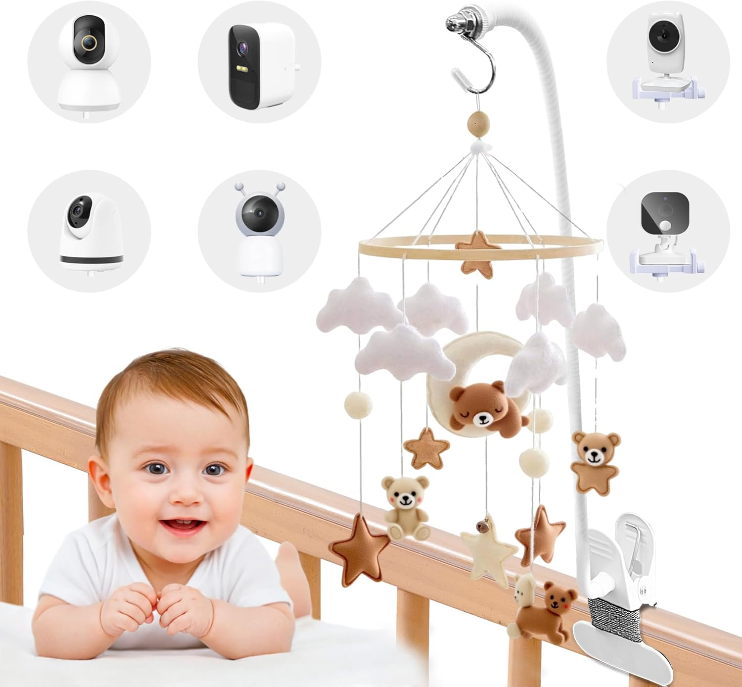 Mobile Holder for Baby Cot Changing Table, 68 Cm Flexible Clip Holder Nursery Decoration, Universal for Hanging Wind Chimes/Bed Bell/Baby Toys, Baby Monitor & Mobile Phone Holder Accessories image number 1