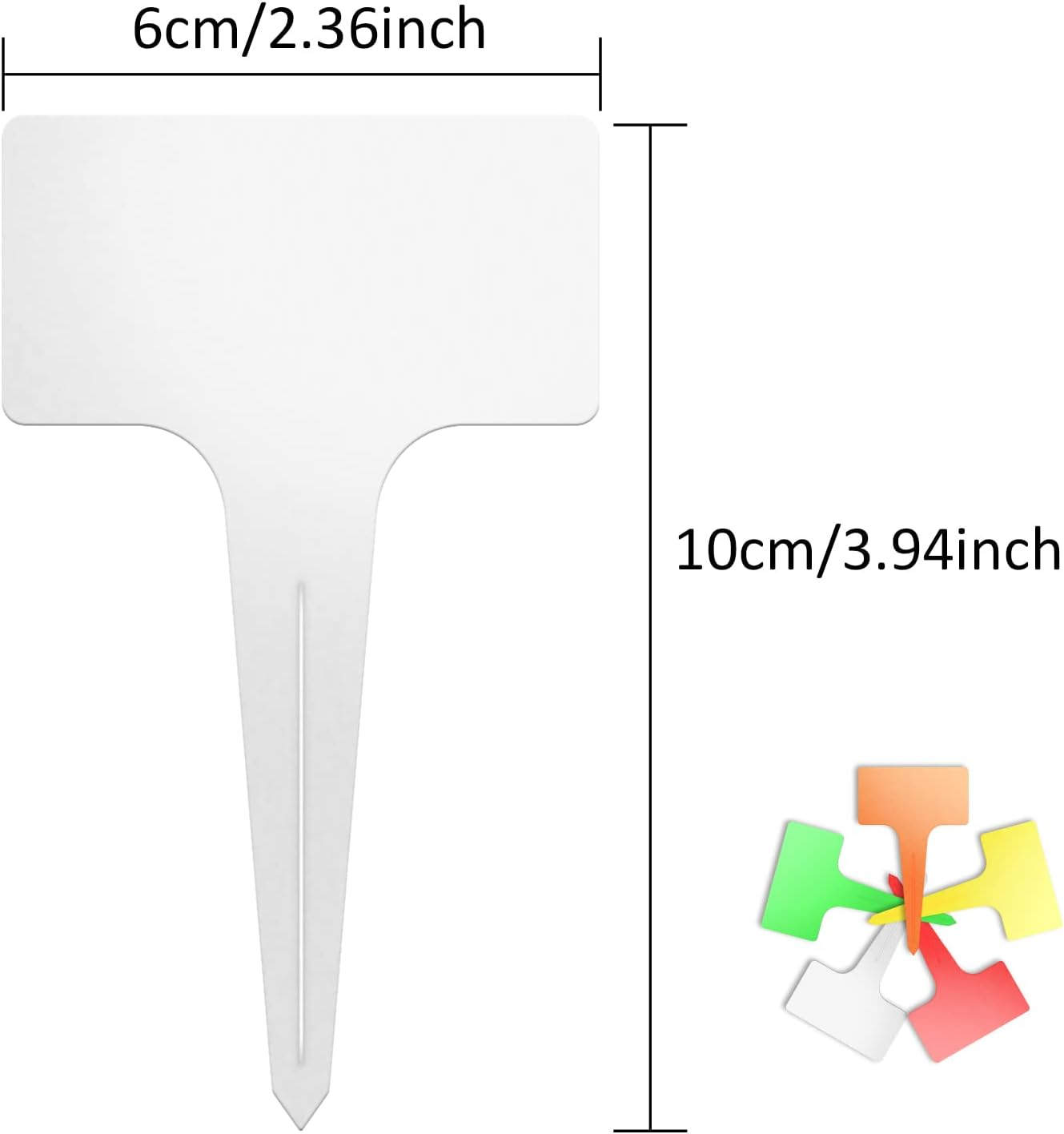 100Pcs T-Type Plant Tags，Waterproof Thick Plastic Plant Makers，6 X10Cm Nursery Garden Labels(Multicolor) (SZ-BC610T) image number 5