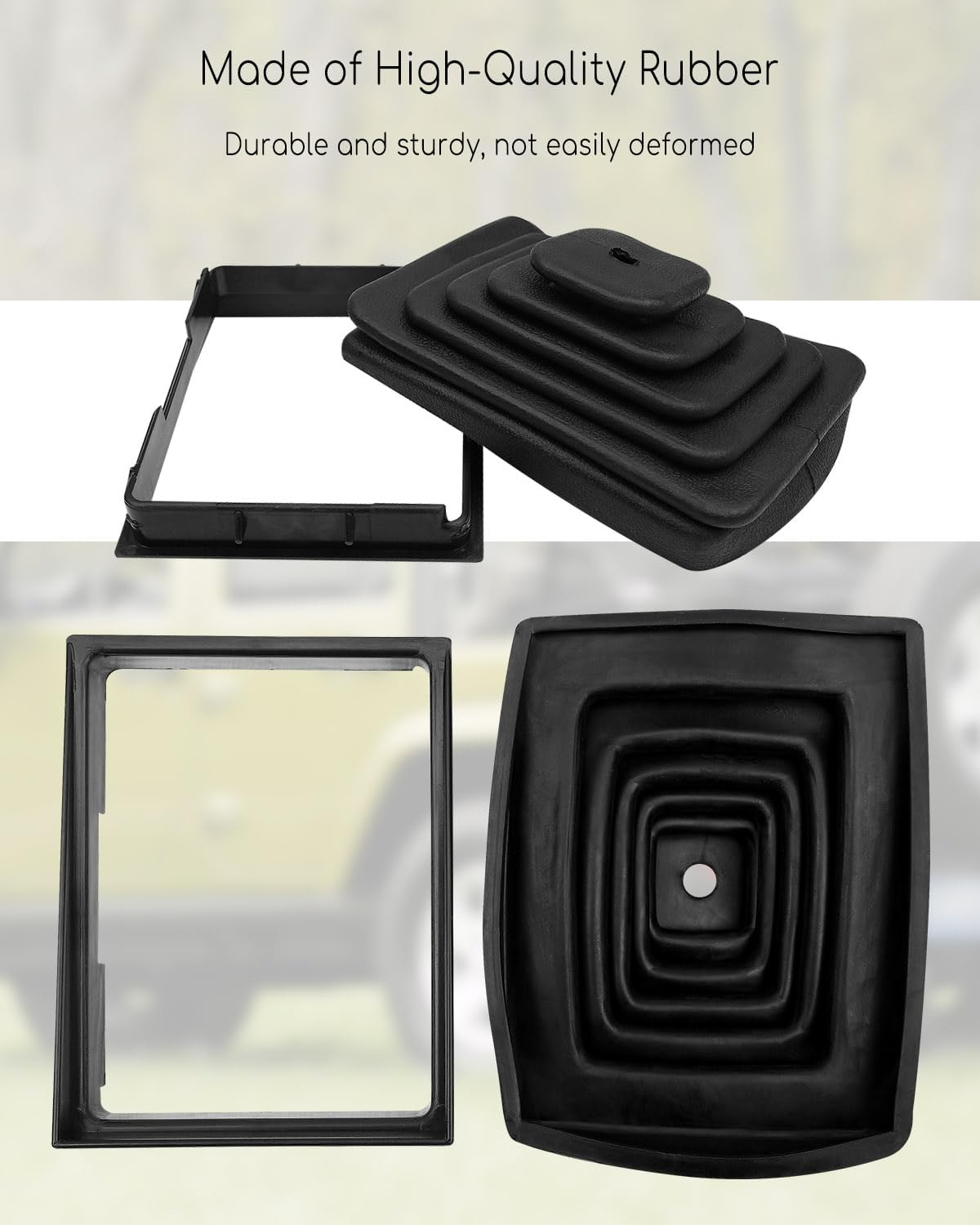 QAGGUM Shifter Boot and Retainer Bezel Kit Compatible with Jeep TJ Wrangler 1997-2004, Transmission Shift Bezel Shifter Boot Kit Replace 53000056 52078558 image number 4