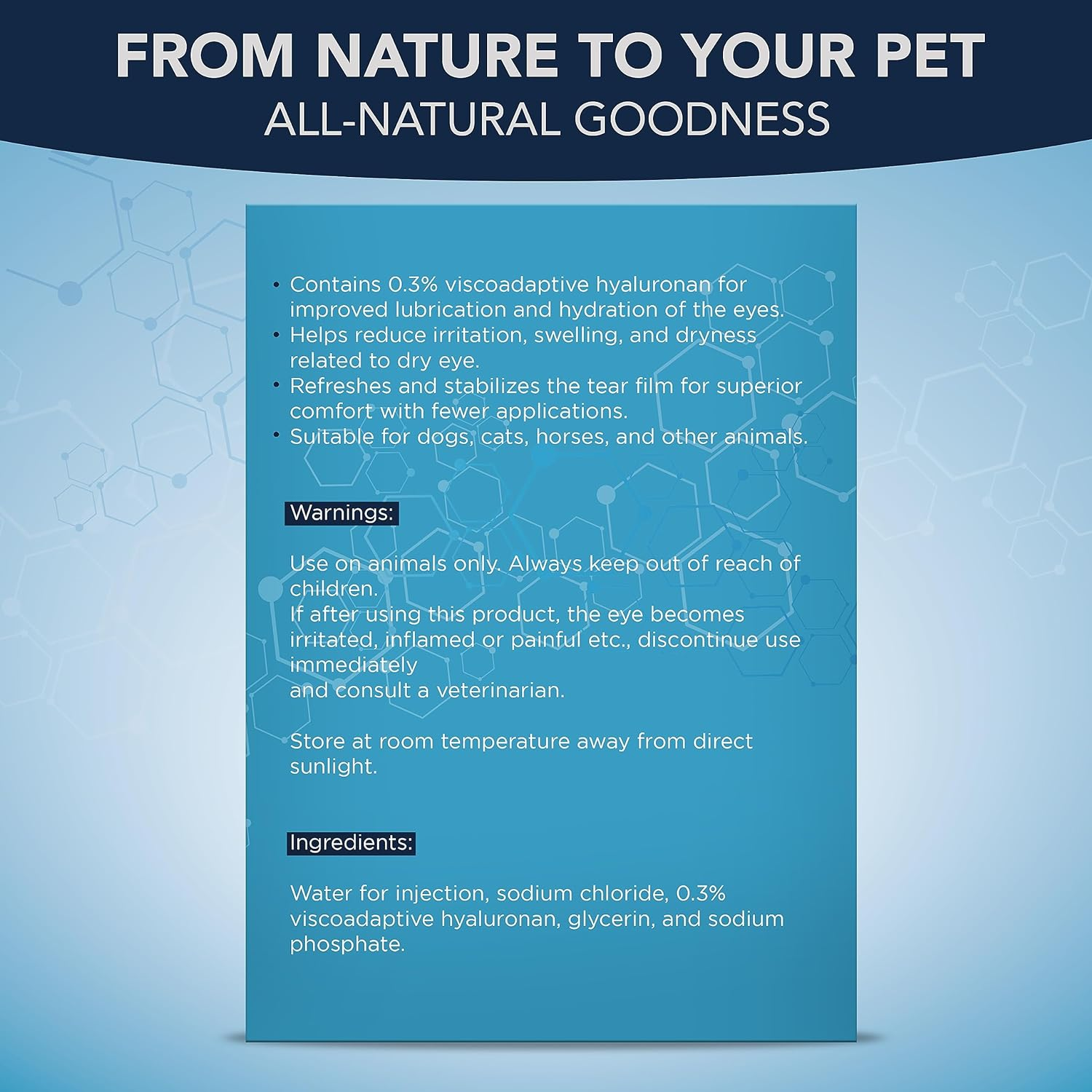 NOVEHA Pet Gel Eye Drops with 0.3% Viscoadaptive Hyaluronan | Eye Solution for Severe Dry Eyes - Long Lasting Hydration, Reduces Nuisance, Swelling & Dryness - Eye Lube for Dogs and Cats (2X10Ml)
