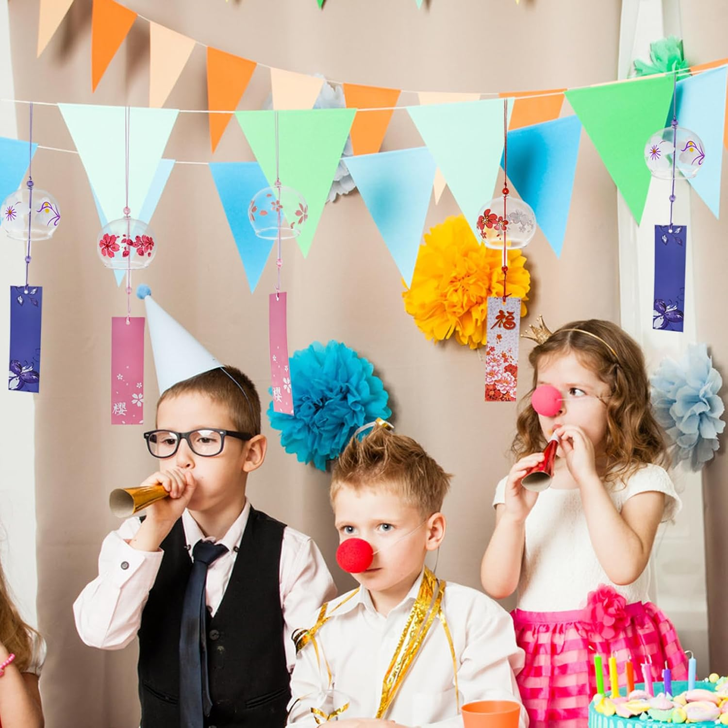 Mrmrkura 4 Pcs Japanese Wind Chimes, Glass Goldfish Wind Chimes with Label for outside Decorative Wind Bells Pendants for Indoor Garden Backyard Home Decor (Sakura) - Sakura image number 6