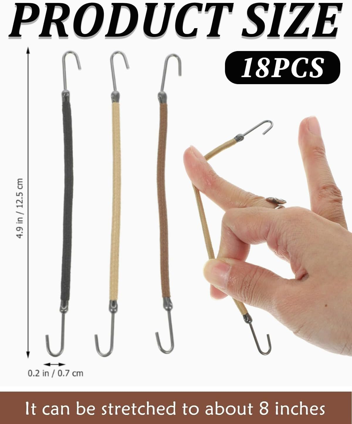 KGDUYC 18 Pieces Ponytail Hooks Elastic Band Black Hair Hooks Ponytail Holder with Hooks Elastic Hair Styling Rubber Bands for Women Hair Styling, Ponytail Holder, Braiding Aid Hair image number 1