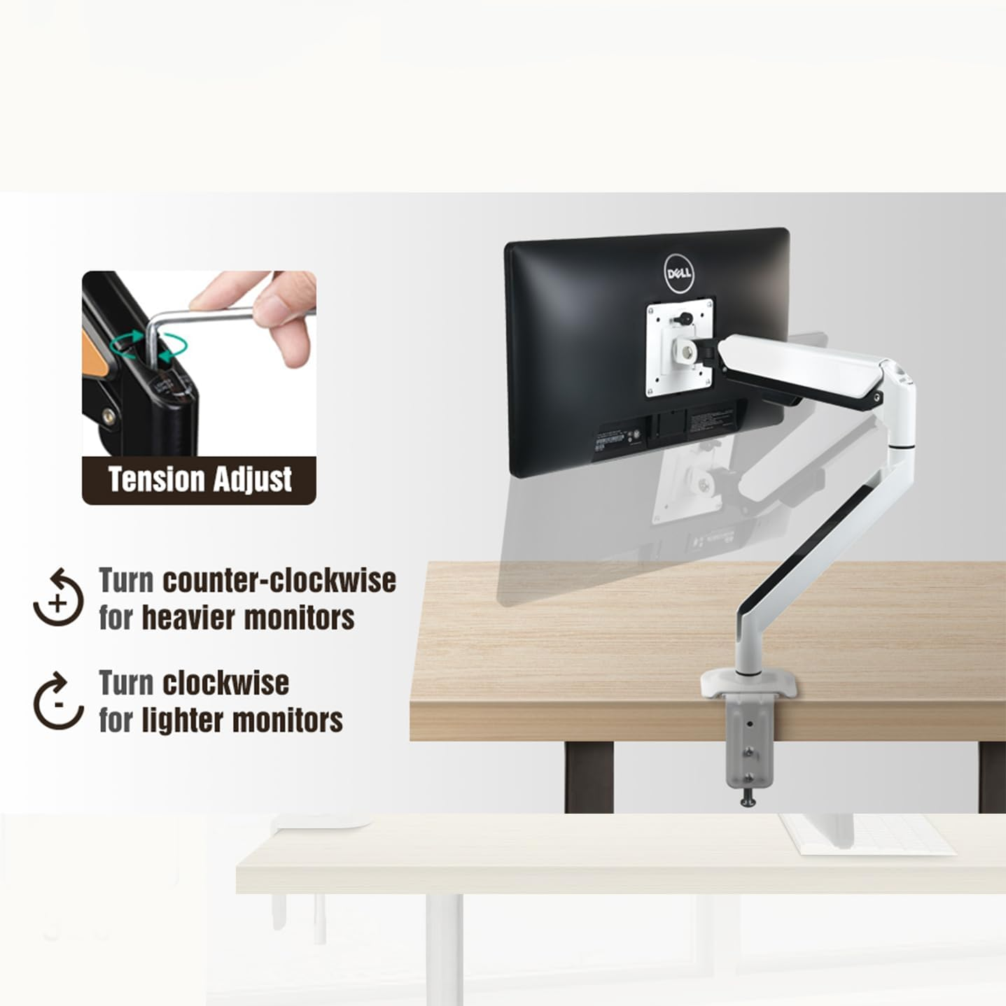 Single Monitor Arm Aluminium - Gas Spring Monitor Arm 13-32 Inch Screen, Adjustable Ergonomic Monitor VESA Mount Screen Stand, Aluminium Gaming Monitor Mount &Grommet Mounting Base, 4.4-19.8Lbs image number 3