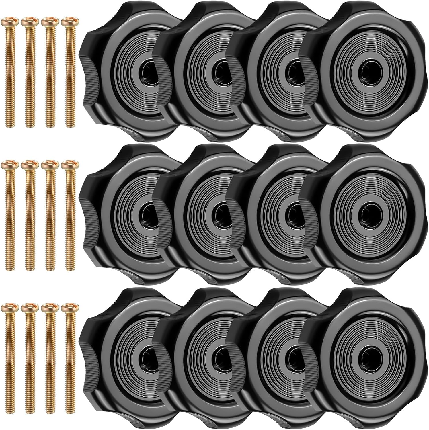 Zonon 12 Pack Shaft Rv Window and Vent Knobs 1" Shaft 2-1/4" Diameter Camper Window Latch Knob with Screws Interior Hardware Accessories Plastic Knob for Rv, Boat, Toolbox Vent Mechanism (Black) image number 3