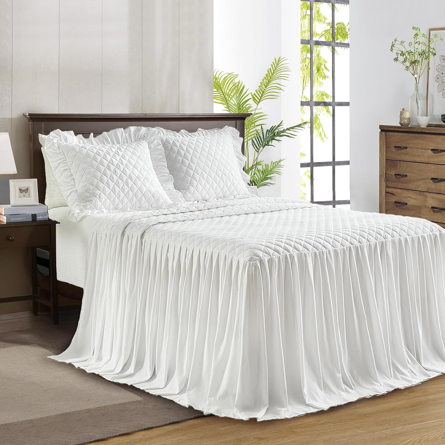 UOZZI BEDDING Ruffled Bedspread Skirt Set URCQ05-Q image number 4