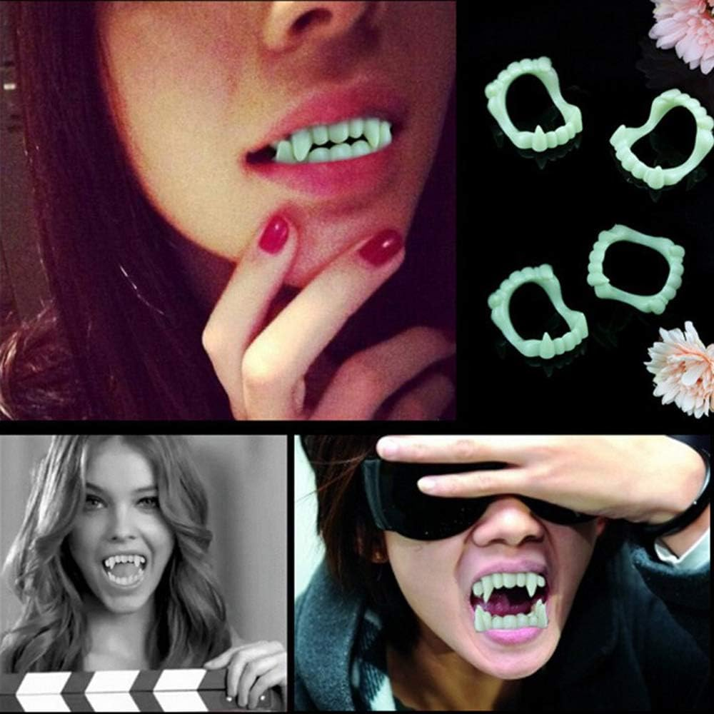 Halloween Vampire Teeth - Glow in the Dark - One Size Fits Adults Children - for Halloween Party,Fancy Dress image number 6