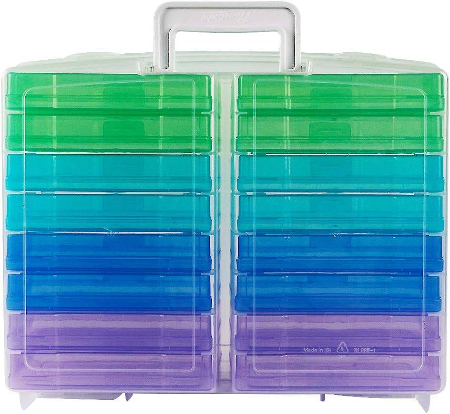 Novelinks Transparent 4" X 6" Photo Storage Boxes - 16 Inner Photo Organizer Cases Photo Keeper Picture Storage Containers Box for Photos (Cool-Colored) - Clear-Gold Handle image number 4