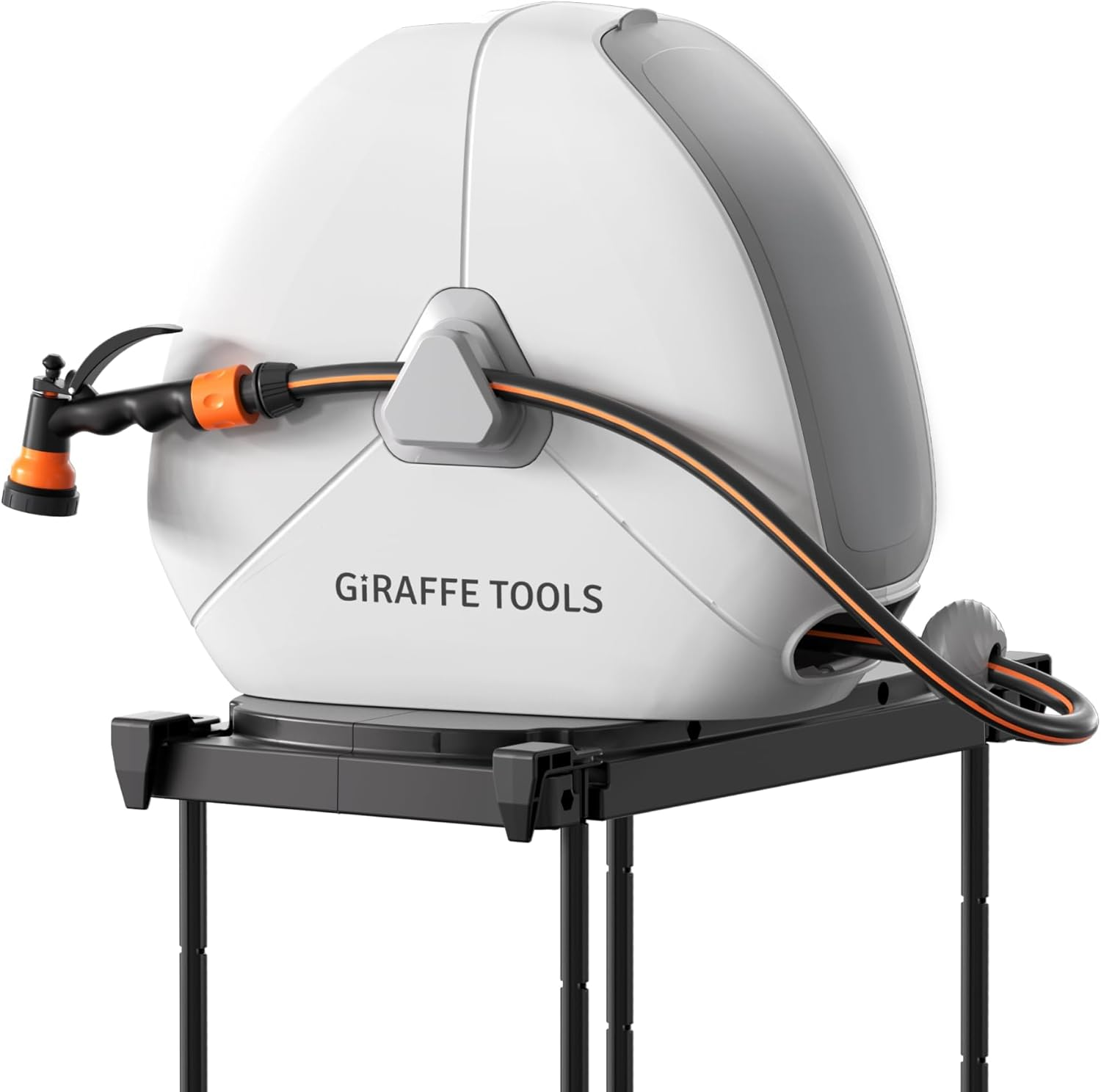 Giraffe Tools Retractable Hose Reel with 25M, Heavy Duty Ground Mount Garden Hose Reel, with 9-Function Sprayer Nozzle & Flexible Swivel Base image number 1