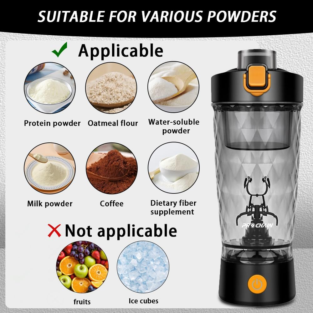 Electric Protein Shaker Bottle, USB Rechargeable Mixing Cup, Water Drink Mixer Portable Bottles for Gym Sport - Green image number 4