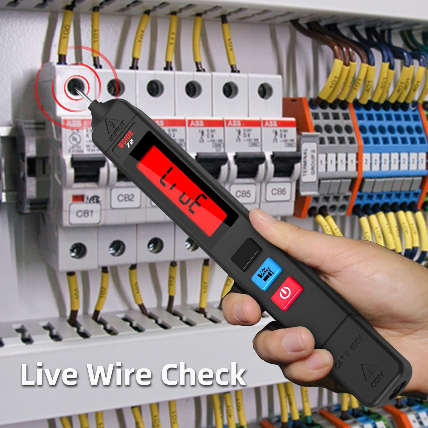 BSIDE Voltage Tester Non-Contact Voltage Detector Pen, Contact Measure AC Voltage, Pocket Electrical Live Wire Tester Breakpoint Finder with Flashlight image number 5