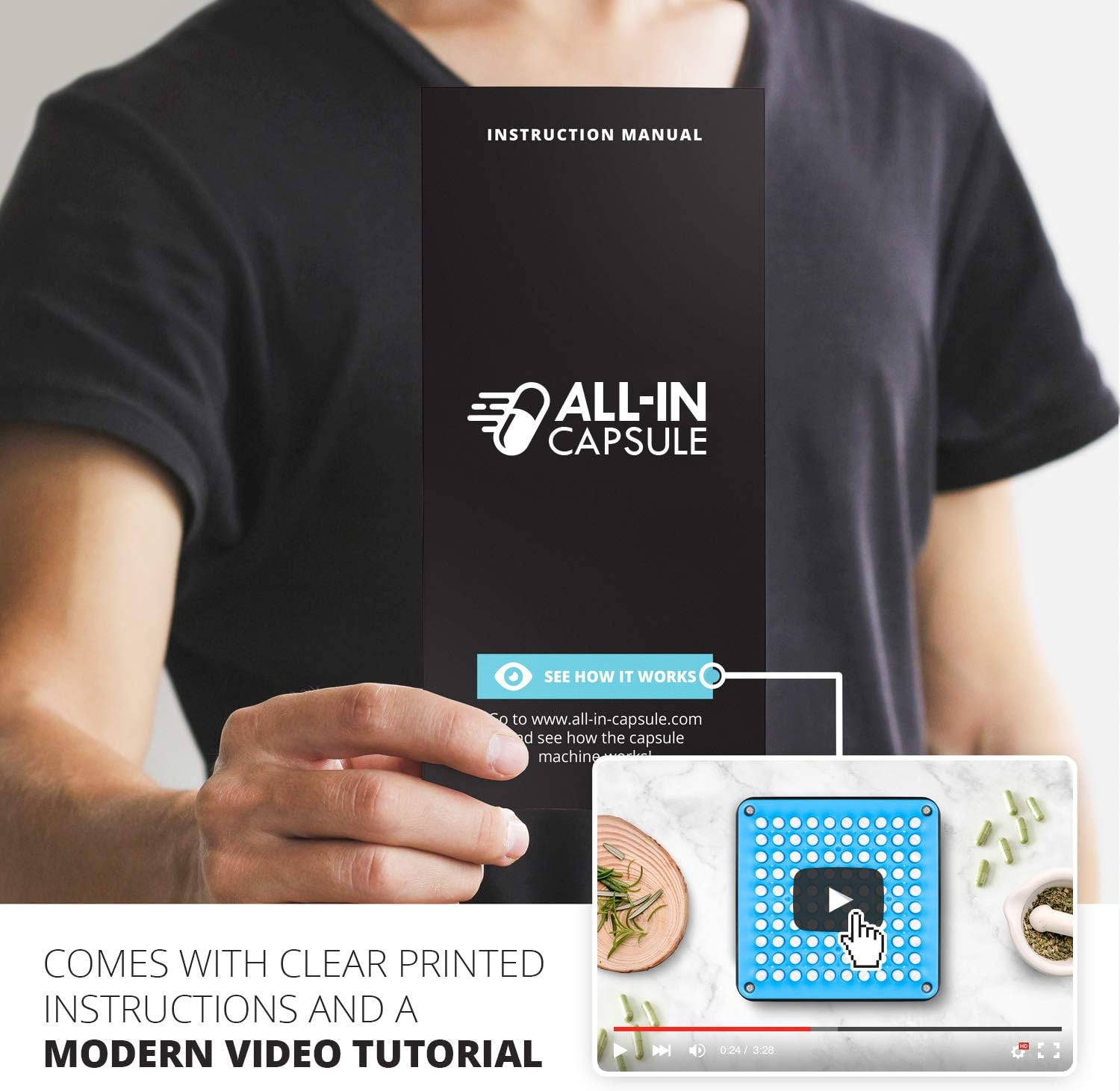 Filling Machine for Size 1 - Make Your Own Capsules Now Easier and Faster - Use with Empty Gelatin or Vegetarian Caps - Clear Illustrated Instructions with Video image number 4