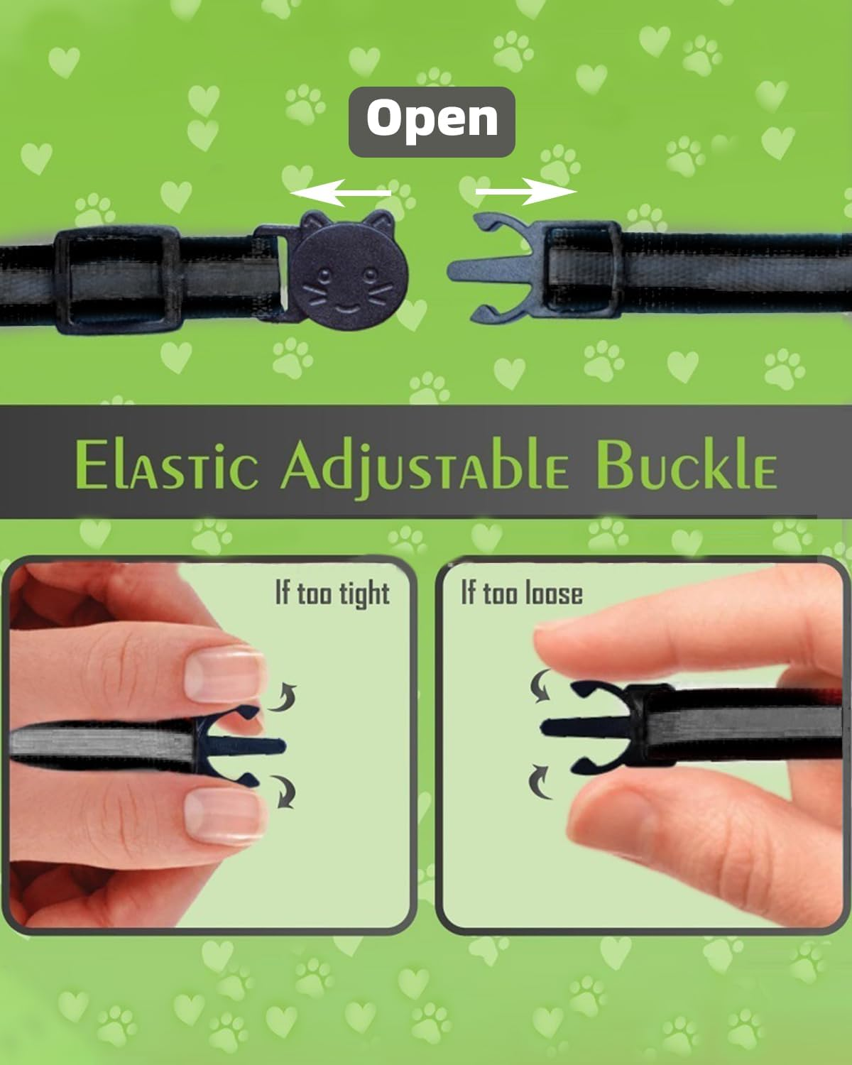 KGDUYC 3 Pieces Reflective Cat Collar with Safety Clasp and Bell, Adjustable Collar Cat Kitten Cat Collars Quick Release Reflective Kitten Collar, 19-32 Cm, Black image number 2