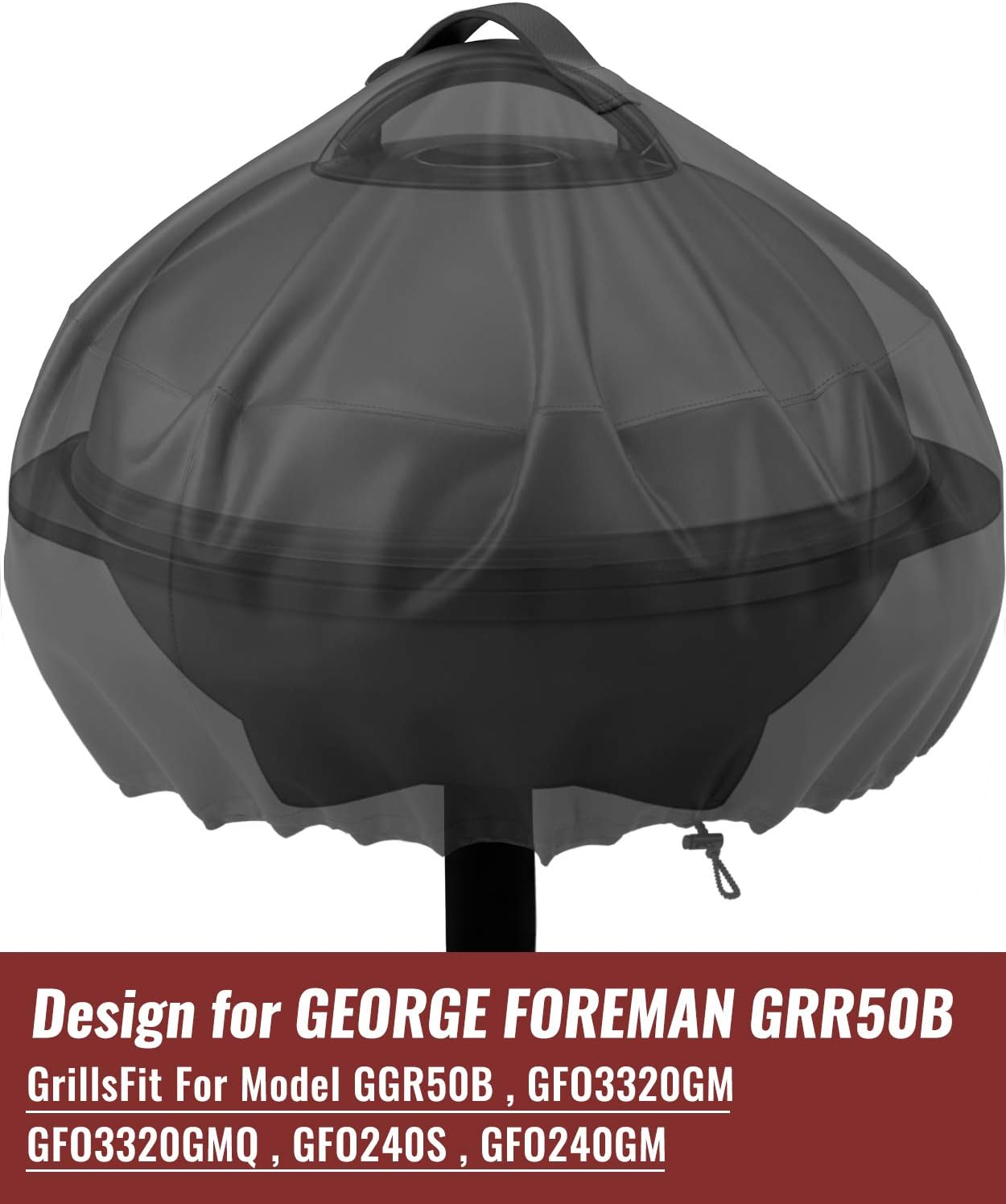 NUPICK Grill Cover for George Foreman 15-Serving GGR50B, GFO3320, GFO240 Electric Grill, Easy Take off Handle Design, All Weather Resistant Small round Grill Cover image number 2