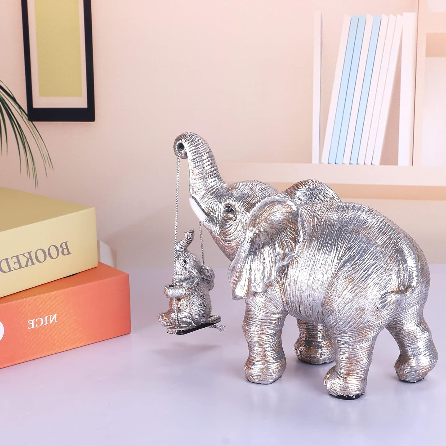ZJ Whoest Elephant Statue. Elephant Decor Brings Good Luck, Health, Strength. Elephant Gifts for Women, Mom Gifts. Decorations Applicable Home, Office, Bookshelf TV Stand, Shelf, Living Room - Silver - Vintage Silver image number 4