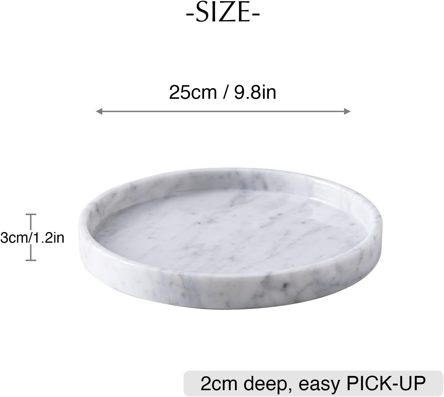PHINILUX   100% Marble round Vanity Tray 10&lsquo;&rsquo;, Minimalist Modern Decor & Serving Trays for Bathroom, Kitchen, Nightstand, Jewelry Ring Dish Holder, Table Accents Decor, White image number 4