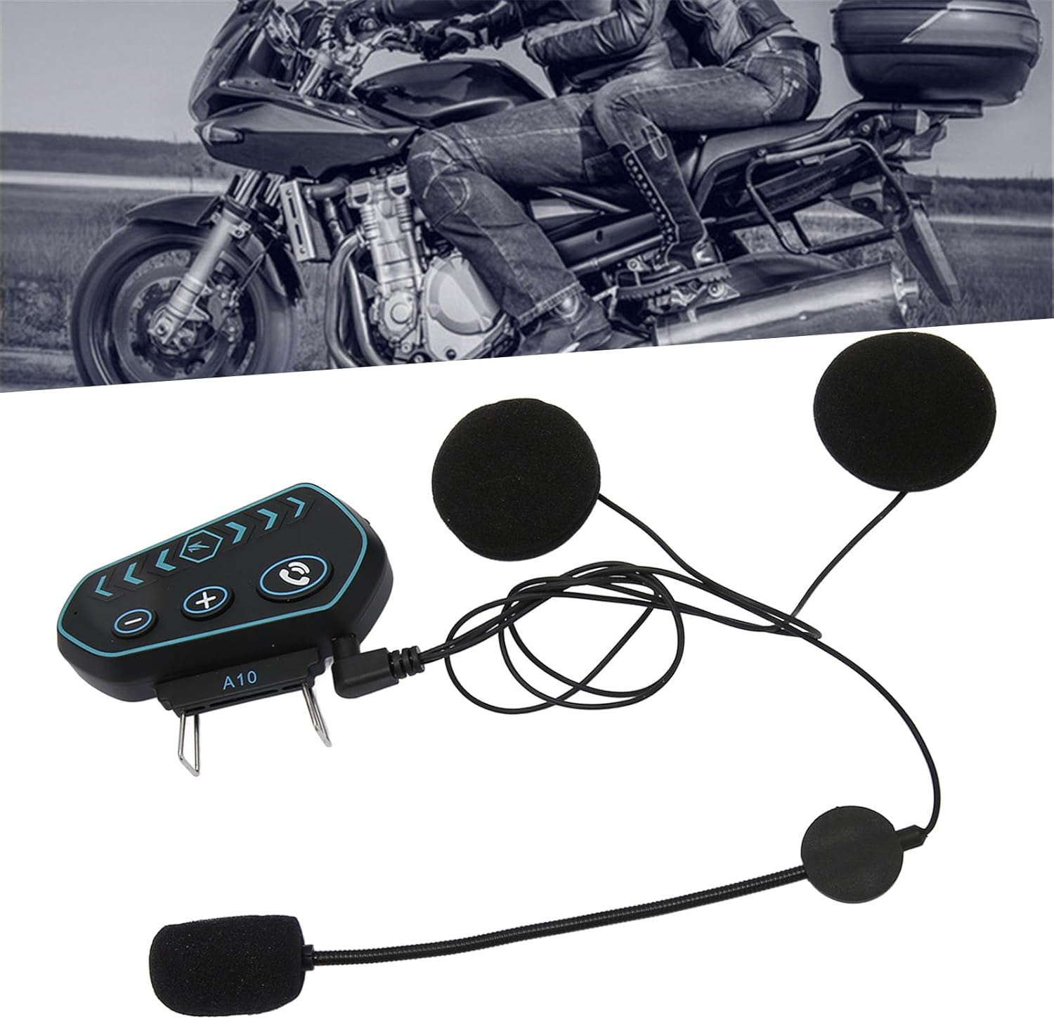 Motorcycle Bluetooth Intercom, Dirt Bike Helmet Communication System, Motorcycle Helmet Headset with 0.47In Ultra Thin Speaker for Motorbike Sport Cycling Riding image number 2