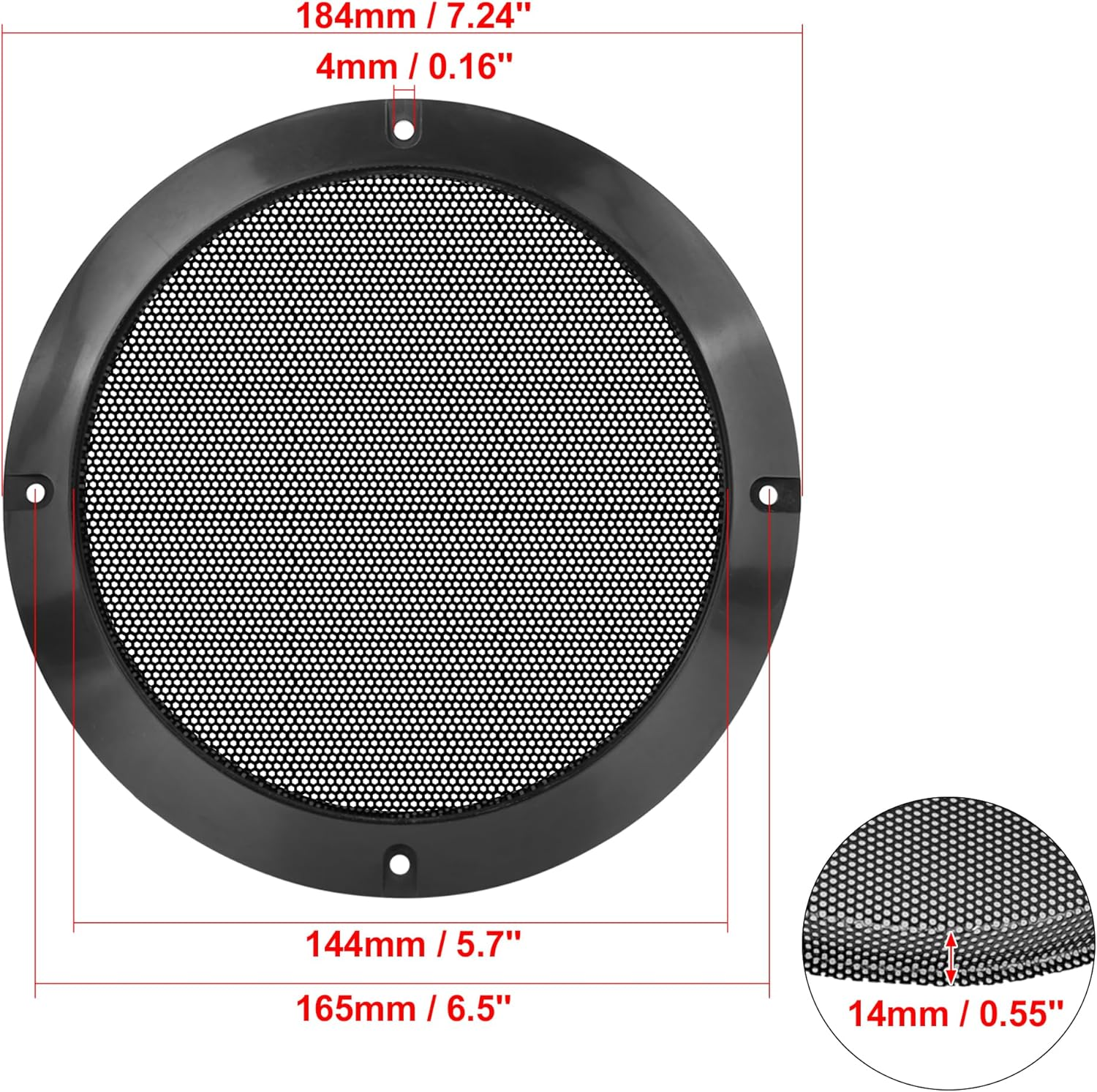 X AUTOHAUX 2Pcs 6.5 Inch Metal Glossy Audio Speaker Cover Mesh Subwoofer Grill Horn Guard Decorative Circle Grille Protector Black image number 3