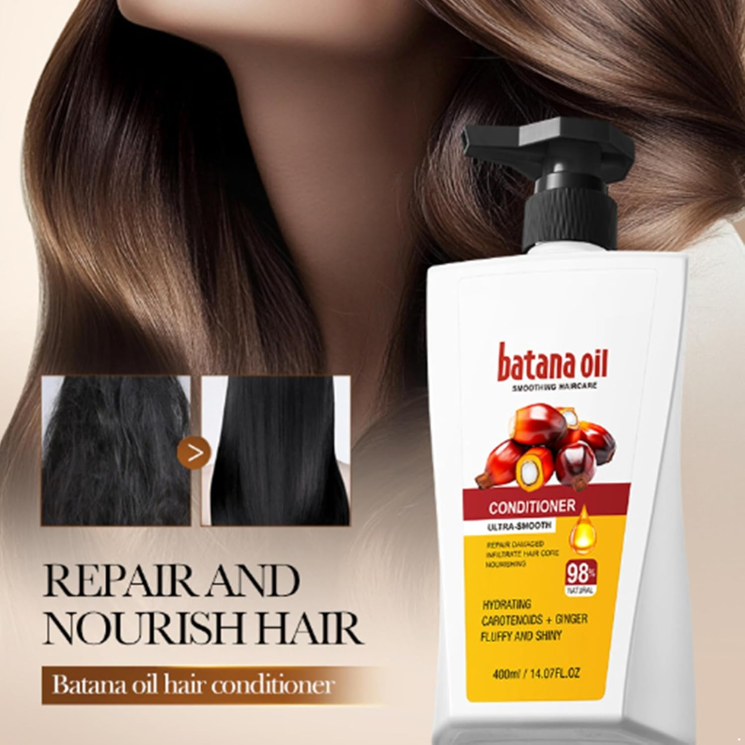 Riismen Batana Oil Hair Mask 1 Piece Hydrating Formula for Dry Damaged Hair Repair for Silky Softness and Manageable Frizz Control Unisex White One Size image number 4