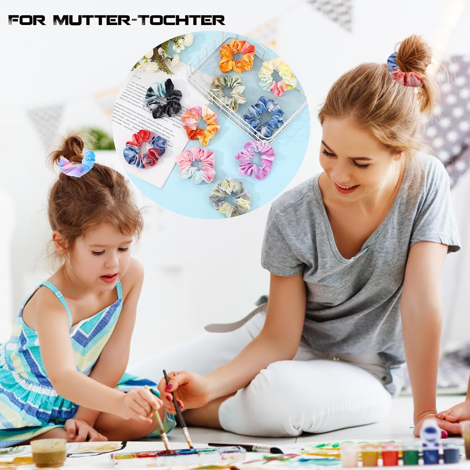 MUFEKUM Pack of 15 Women'S Tie Dye Scrunchies Velvet Hair Bobbles Women'S Hair Bands Girls Soft Elastic Cable Bobbles Hair Accessories Girls image number 6