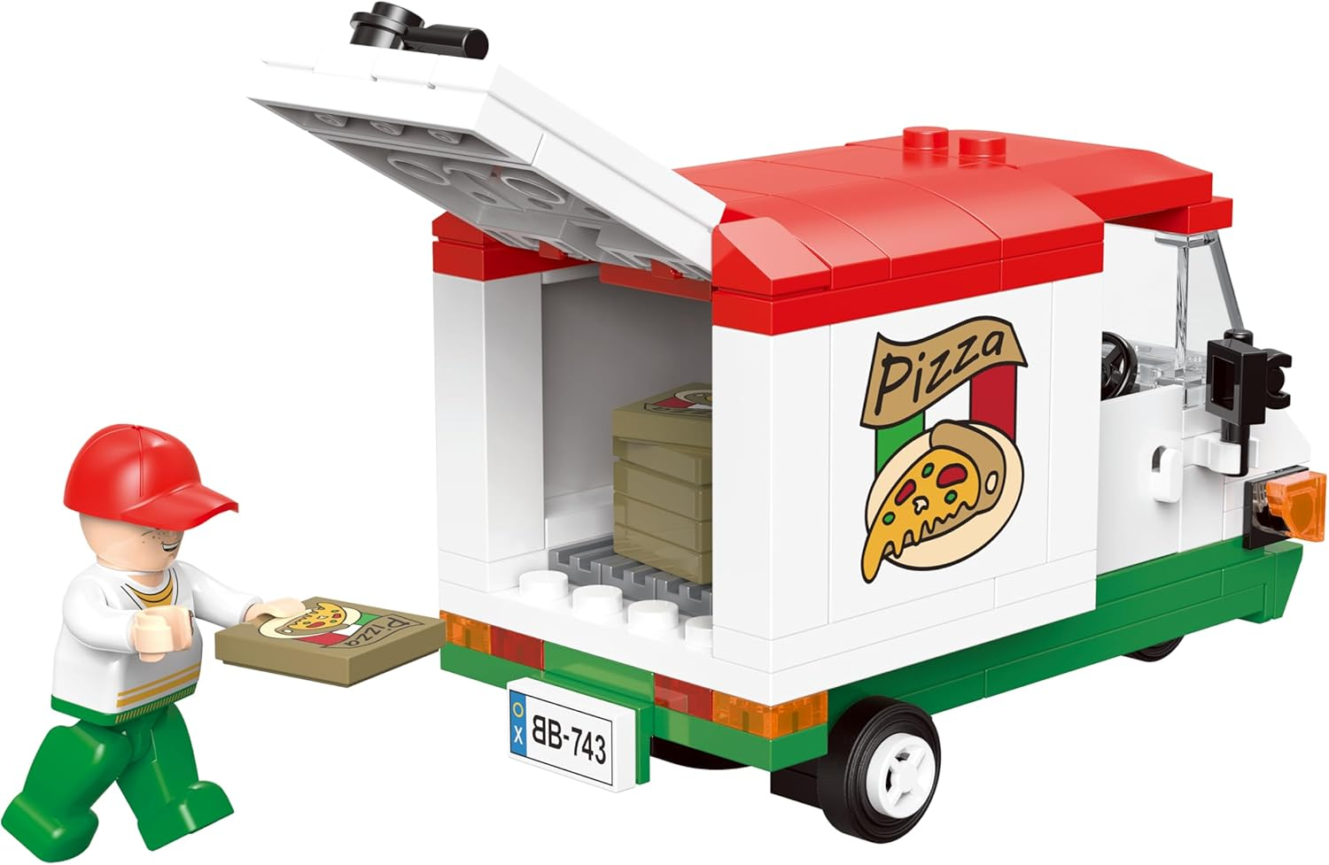 Bluebrixx Play 107743 Pizza Delivery Made of Clamping Blocks with 135 Building Elements image number 6