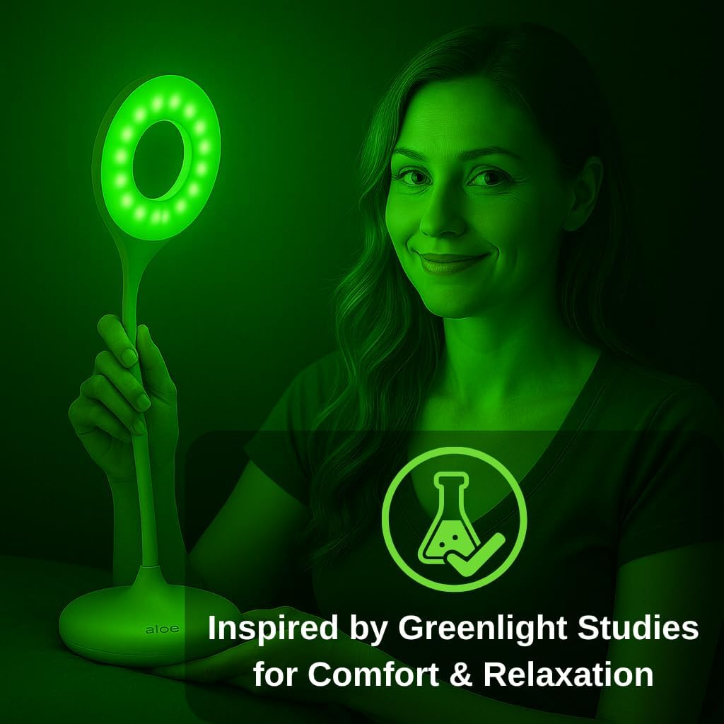 Green Light Therapy for Relieving Migraines, Anxiety and Insomnia - 16" Wireless Desk Lamp, Dual White & 520Nm LED with Adjustable Brightness | USB Rechargeable & Portable image number 3