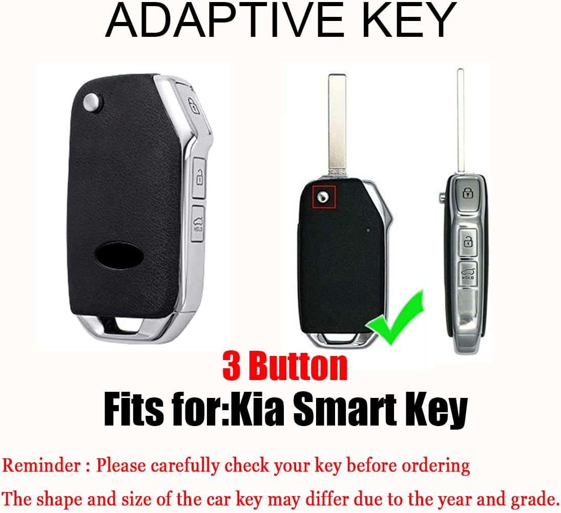HIBEYO Flip Key Fob Cover for Kia Forte NIRO Cerato 2019 K3 Gt Seltos S Sportage 2020 Sorento Ceed CD Forte 2018 2019 Serato BD 2018 for KIA Accessories Smart Key Keychains-White - Black image number 5