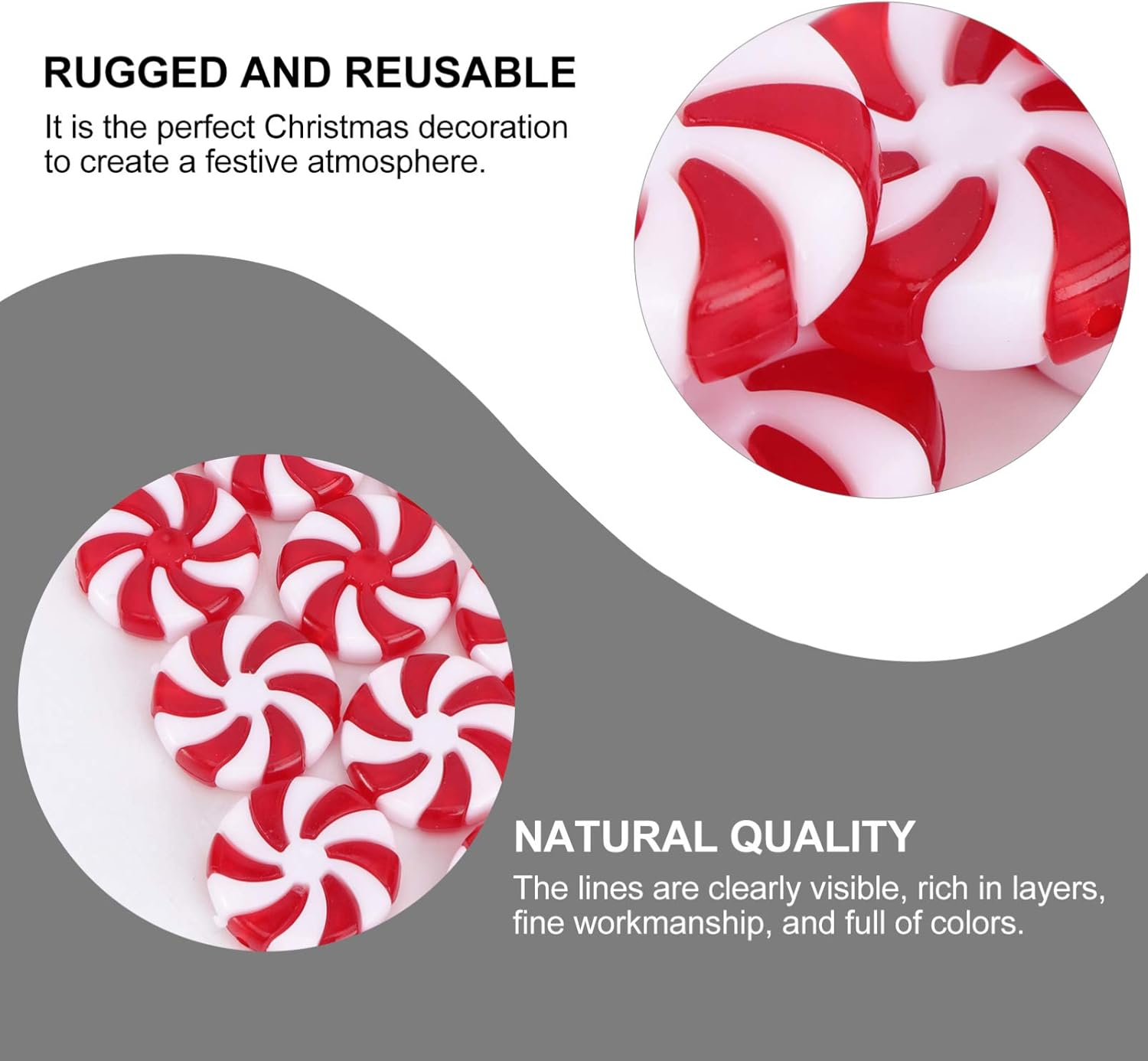 Abaodam 100Pcs Christmas Tree Hanging Ornaments Candy Pendants for Christmas Decorations Peppermint for Holiday Parties Birthdays Weddings and More image number 6