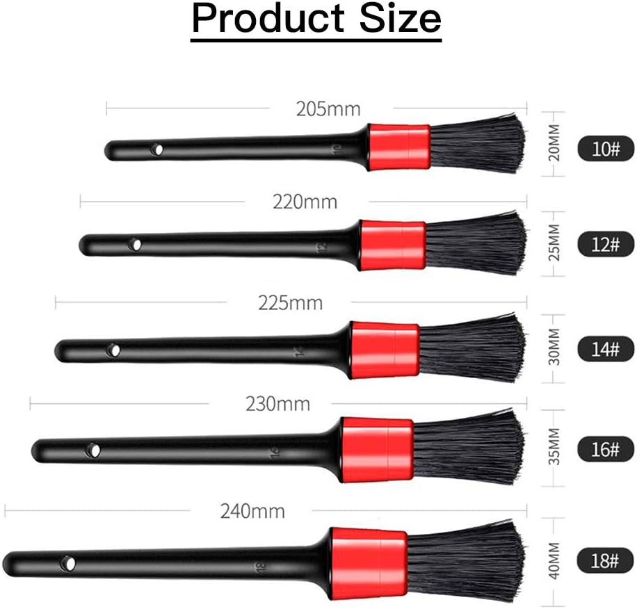 O-Kinee Car Brush Detailing Rim Brush, 5 Car Cleaning Brushes, Small Car Cleaning Brushes, Car Care, Brushes Detail Brush for Alloy Wheels, Car Interior, Motorcycle image number 2