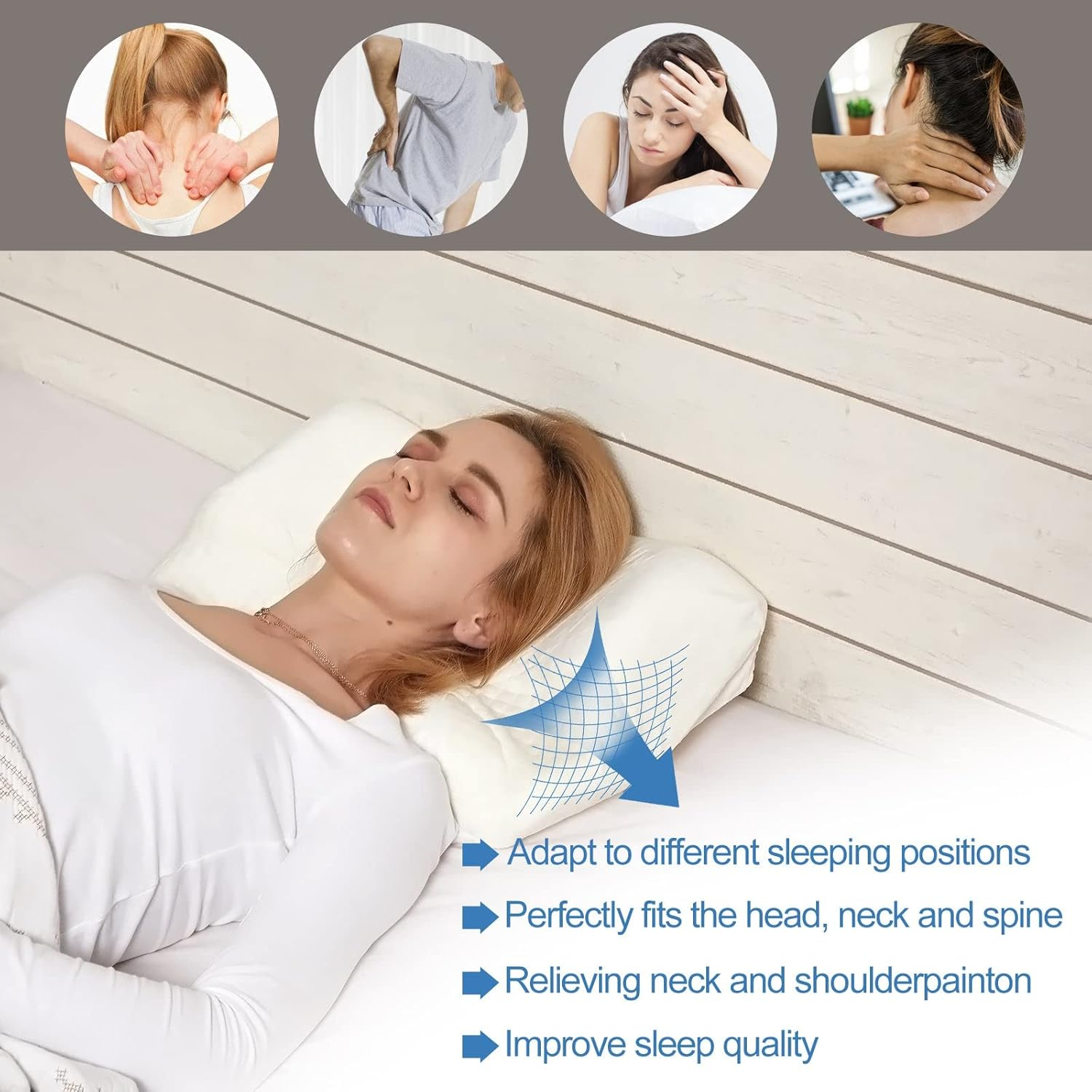 CPAP Pillow for Side Sleepers Stomach Sleepers, Contour Side Sleep Therapy Memory Foam Pillow Supporting Hose and Mask,Reduce Air Leaks & Mask Pressure image number 2