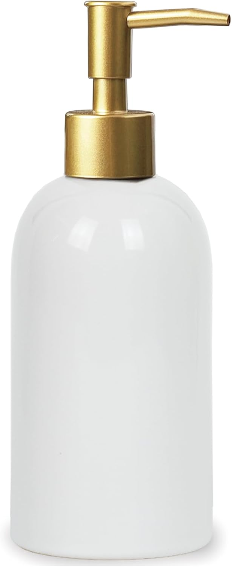 Feesok Ceramic Soap Dispenser White with Gold Pump,Simple Design Cylindrical Lotion Dispenser Bottle,Refillable Liquid Hand Soap Dispenser for Kitchen,Bathroom,Washroom - Black（B） image number 6