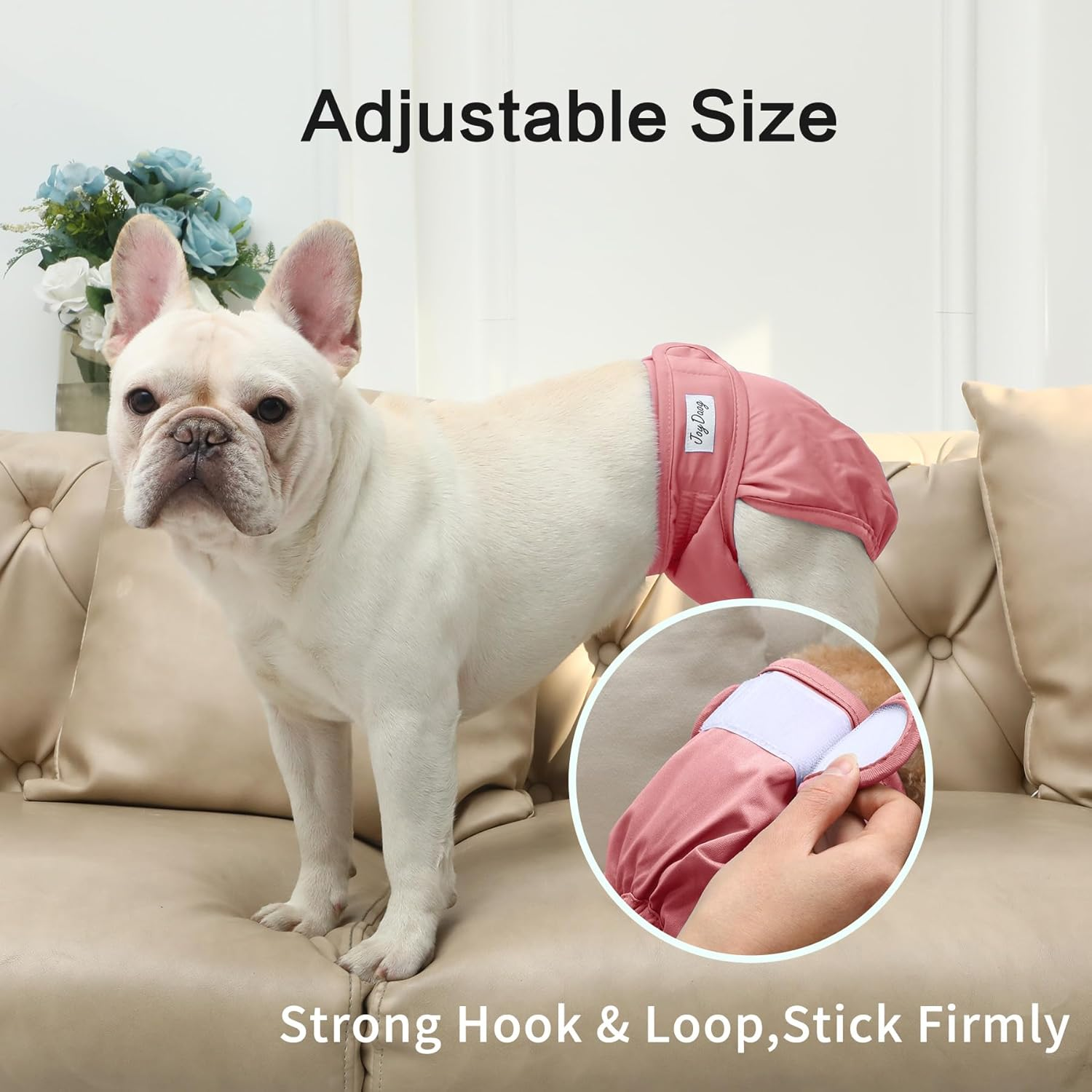 Joydaog Female Dog Diapers for Small Dogs,4 Pack Reusable Washable Premium Puppy Diapers for Heat,Incontinence,Period Doggy Nappies,S image number 2