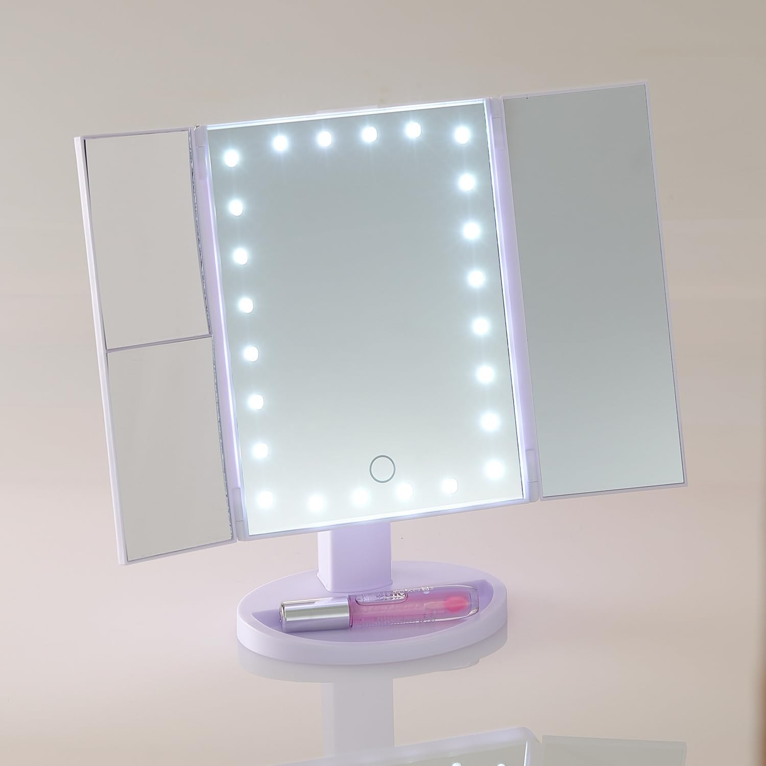 3 Pagen LED Vanity Mirror - Makeup Mirror with Lighting - Makeup 3X/2X/1X Magnifying Mirror with Dimmable Light - 24 Leds - Battery Operated & USB Cable Use - White image number 1