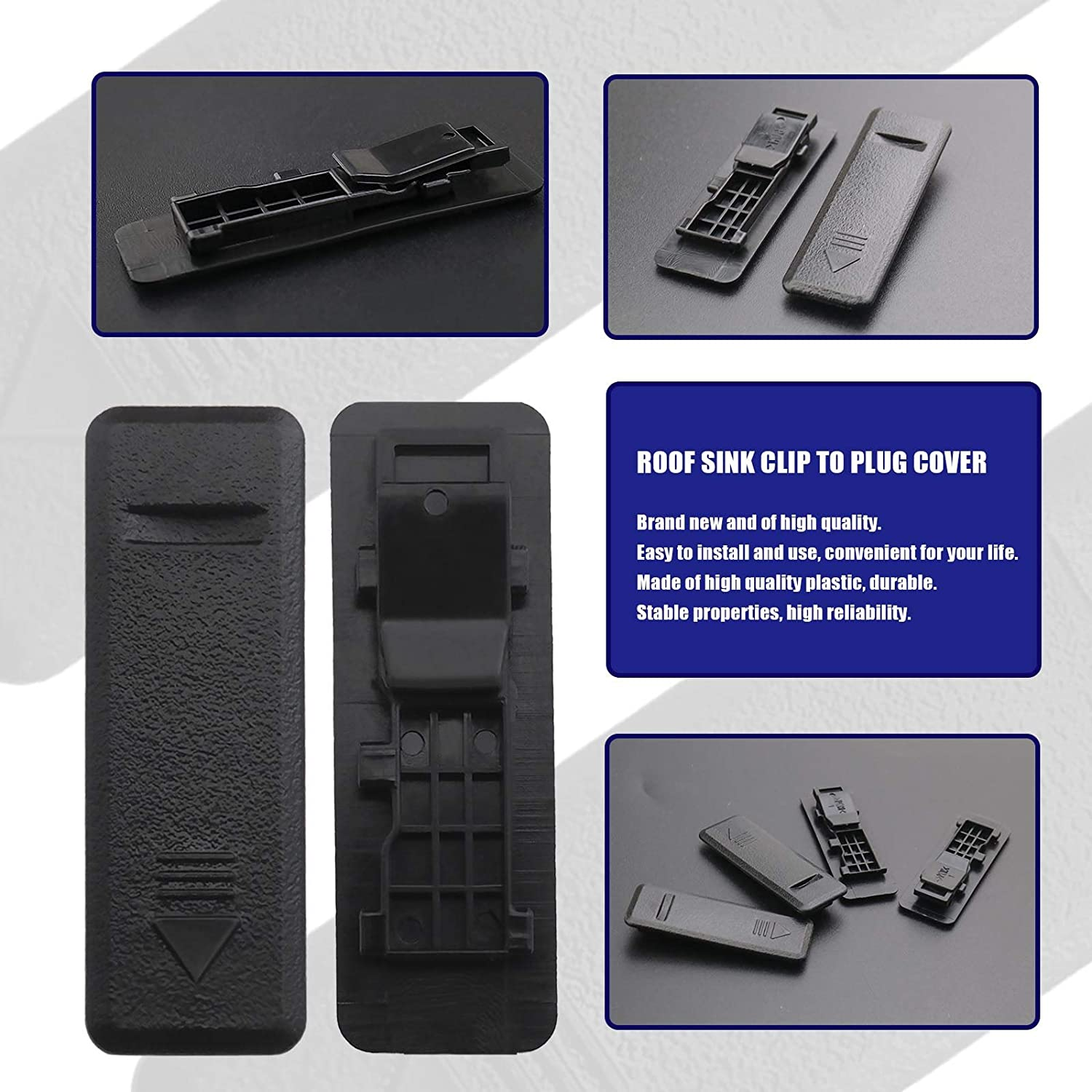 Emsea 4Pcs Car Top Roof Sink Chuck Covers Black 872552L000 Roof Trim Moulding Covers Compatible with I20 I30 2012-2017 Auto Replacement Parts image number 3