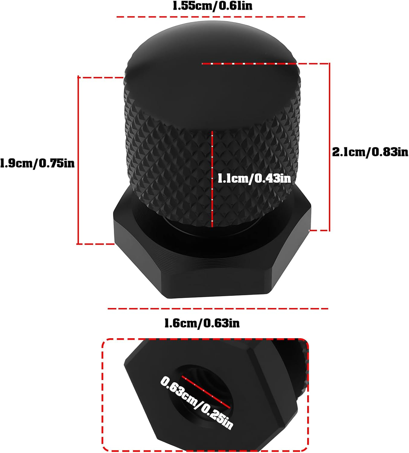 2X Rear Seat Mounting Screw Compatible with Har-Ley Touring Softail Fl,Knurled Aluminum Bolt,Black - Black image number 6