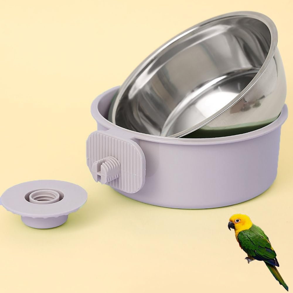 Esforzarse 2 Pieces Stainless Steel Bird Bowl Food Bowl Feeding Bowl Water Bowl Feeding Cup for Hanging Cage Feeding Station for Seeds for Bird Parrots, Bird Cage Accessories (Grey) image number 2