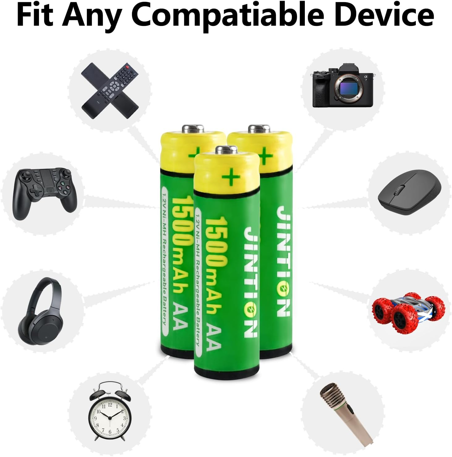 JINTION Rechargeable AA Batteries 4 Pack Double a 1.2V Ni-Mh 1500Mah Solar Light Battery High Capacity Low Self Discharge for Toys Remote Lights Solar Lights image number 6