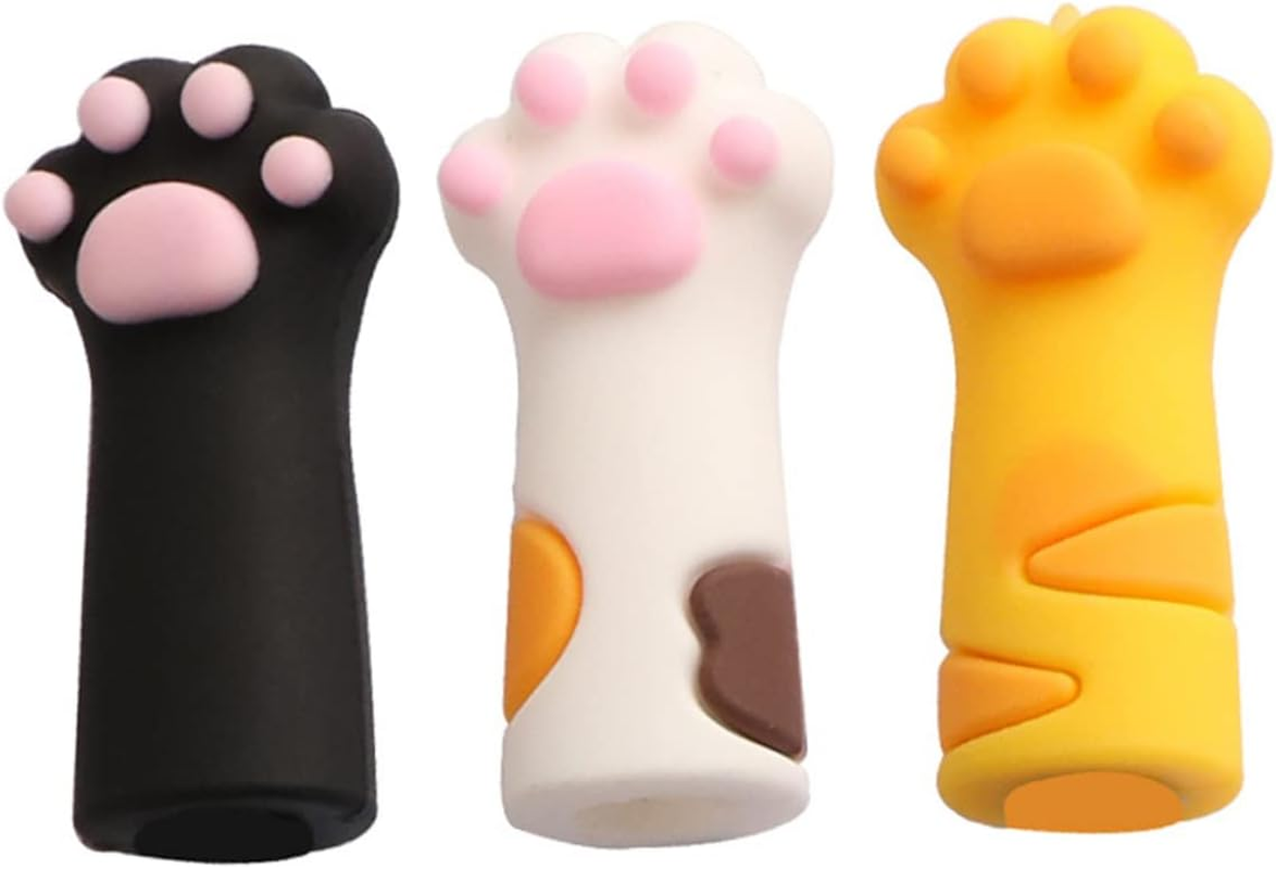 Ipetboom 3Pcs Cat Paw Silicone Nipper Cover for Nail Cuticle Scissors Cuticle Cutter Tweezers Cap