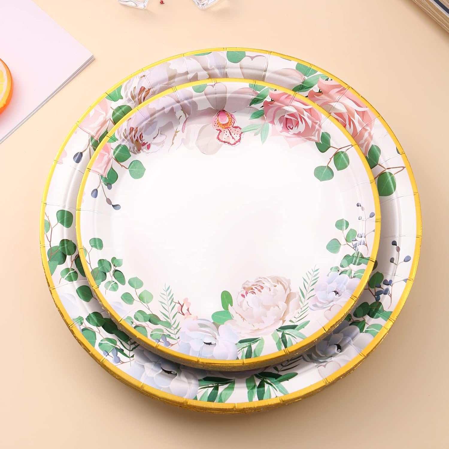 175 Pcs Floral Party Decorations - Bridal Shower Plates & Disposable Tableware Set for 25 Guests - Tea Party Themed Decorations, Paper Plates, Cups & Napkins for Baby Shower, Birthday, Wedding(Floral)