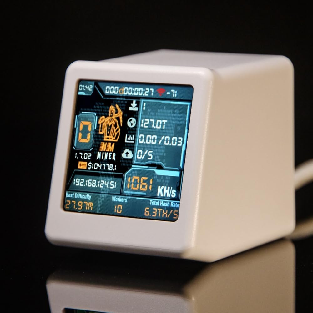 Kaifucy NM TV Nmminer Smart TV 1060KH/S Hashrate V2 ESP32 BTC SOLO Lottery Miner Smart Gift Home Desktop Clock White