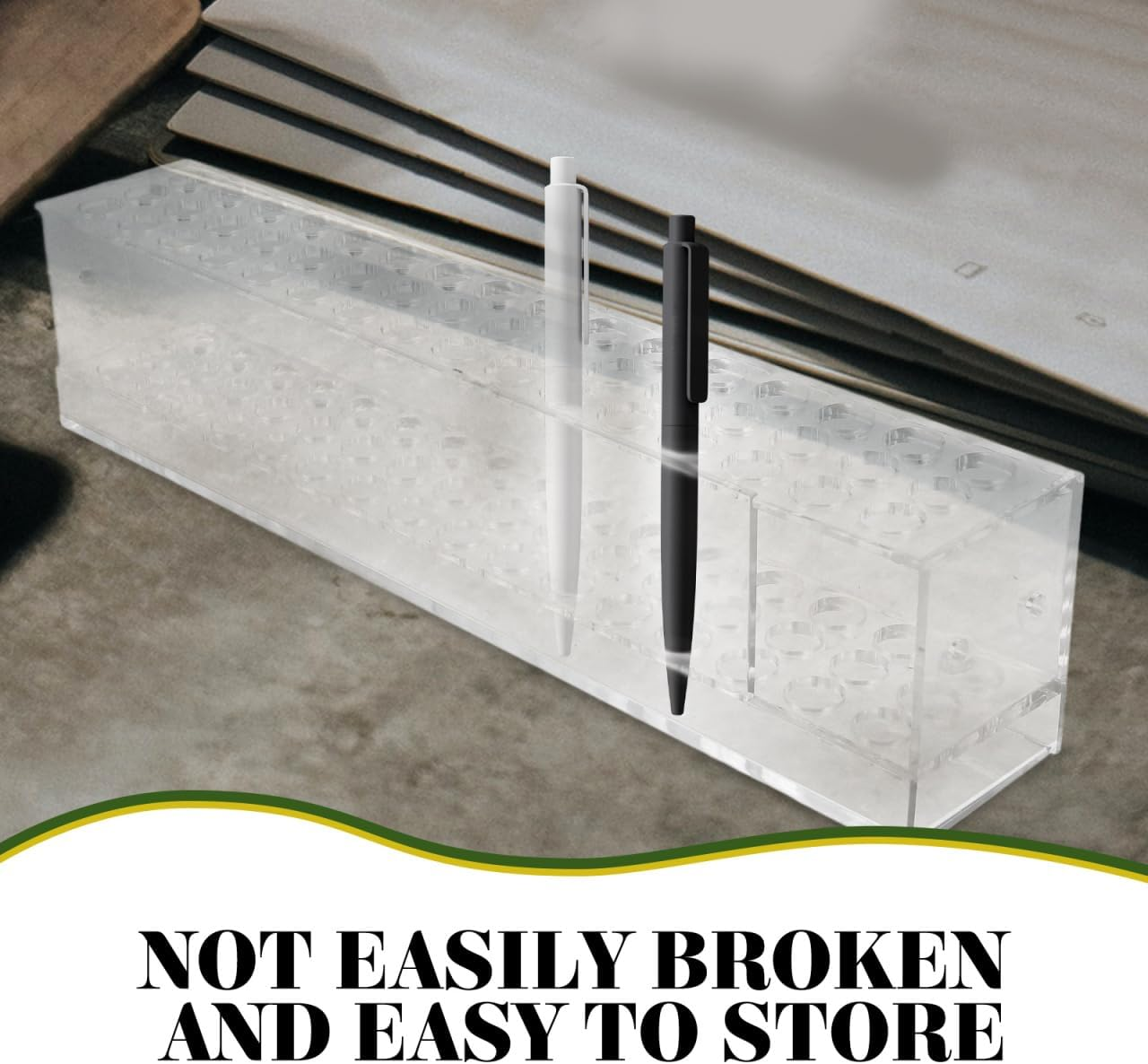 SHINEOFI Acrylic Pen Holder - Transparent Desk Organizer with 48 Slots for Gel Ink Ballpoint Pens and Paintbrushes - Creative Display Stand for Office and School