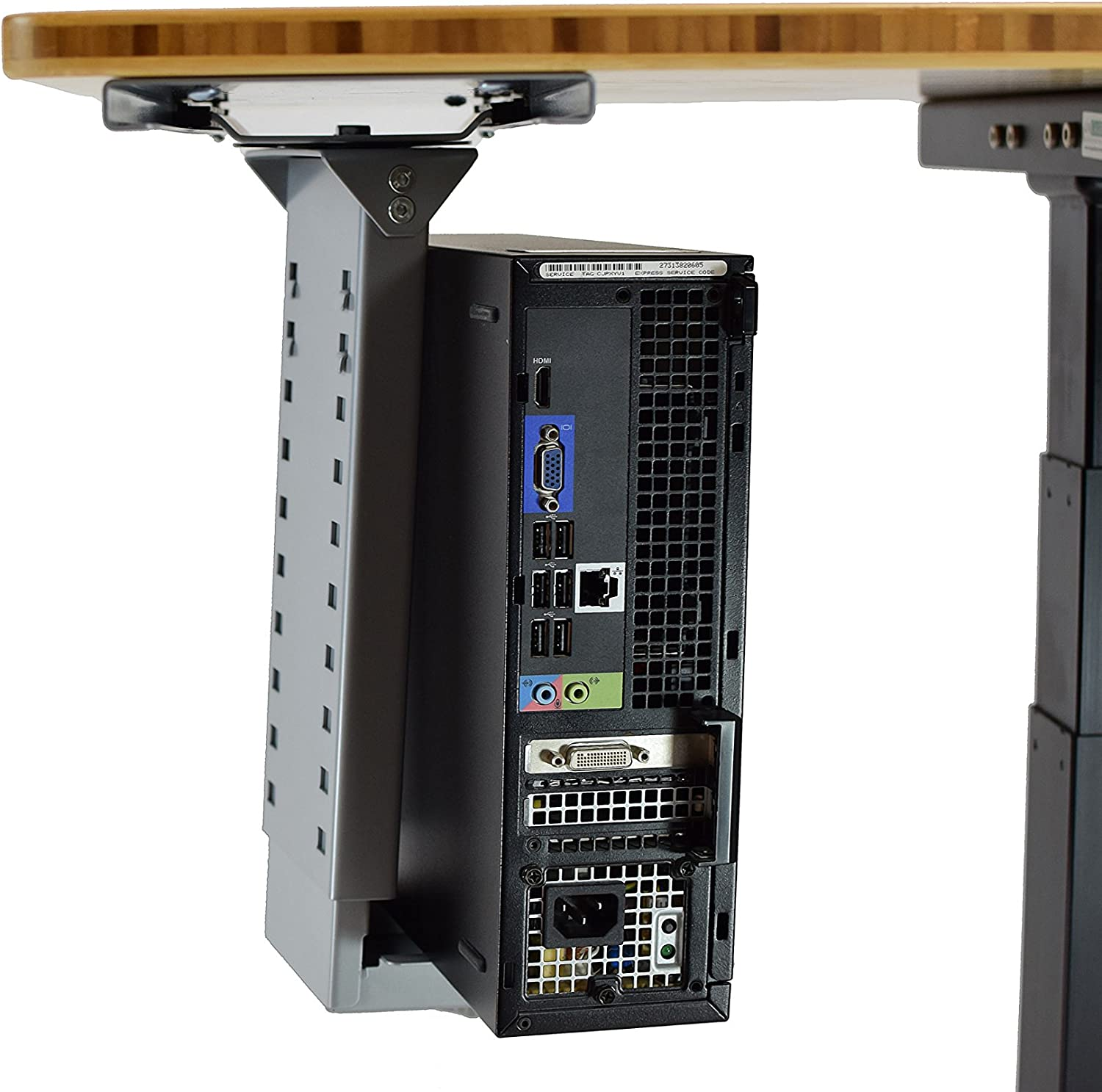 Swiveling Sliding Under-Desk Computer CPU Holder Adjustable Height Width Pc Tower Mount Swivels 360 Slides in and Out Ergonomic Office Desktop Sit Stand Standing Desk Accessories Accessory Metal image number 3