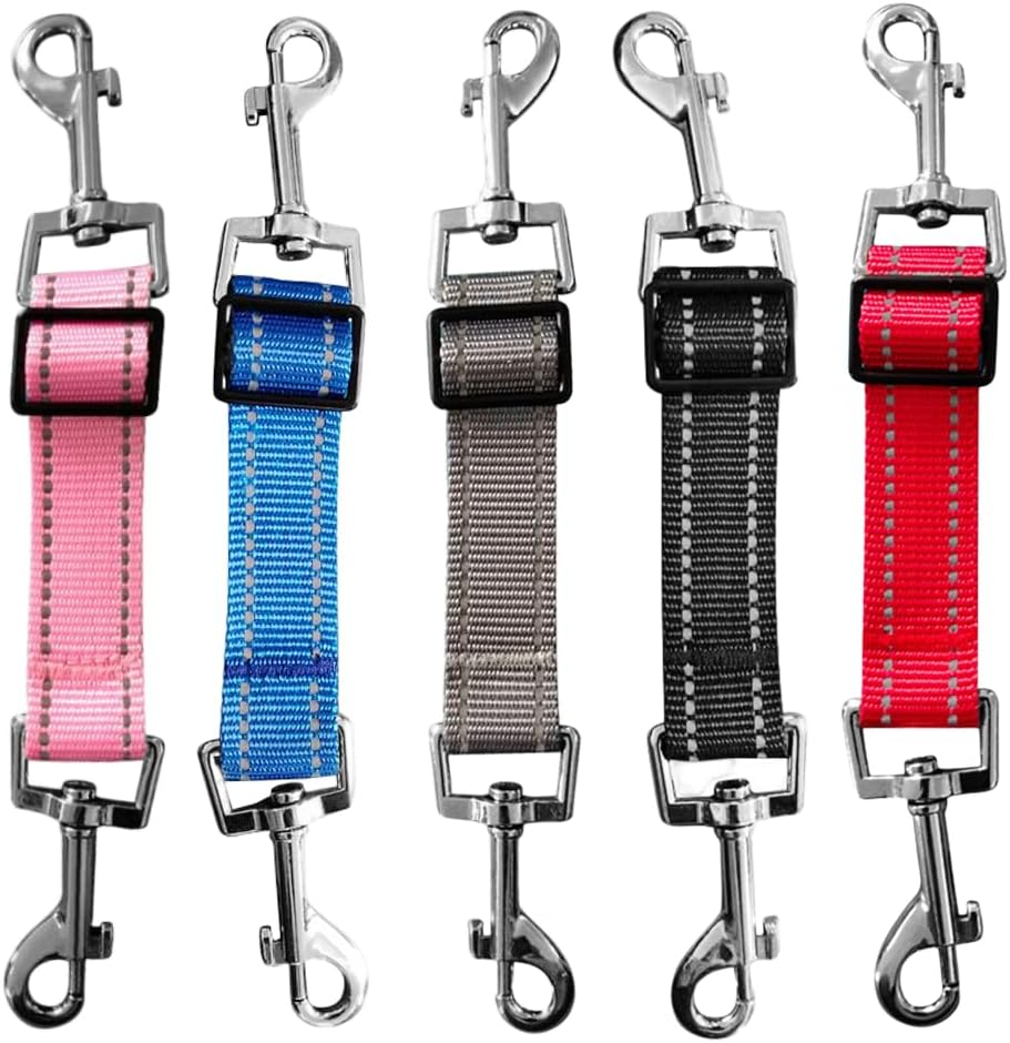 JVHLOV 5 Pcs Dog Collar Connector, Adjustable Reflective Pet Collar Leash, for Dog Harness to Collar Safety Clip image number 3