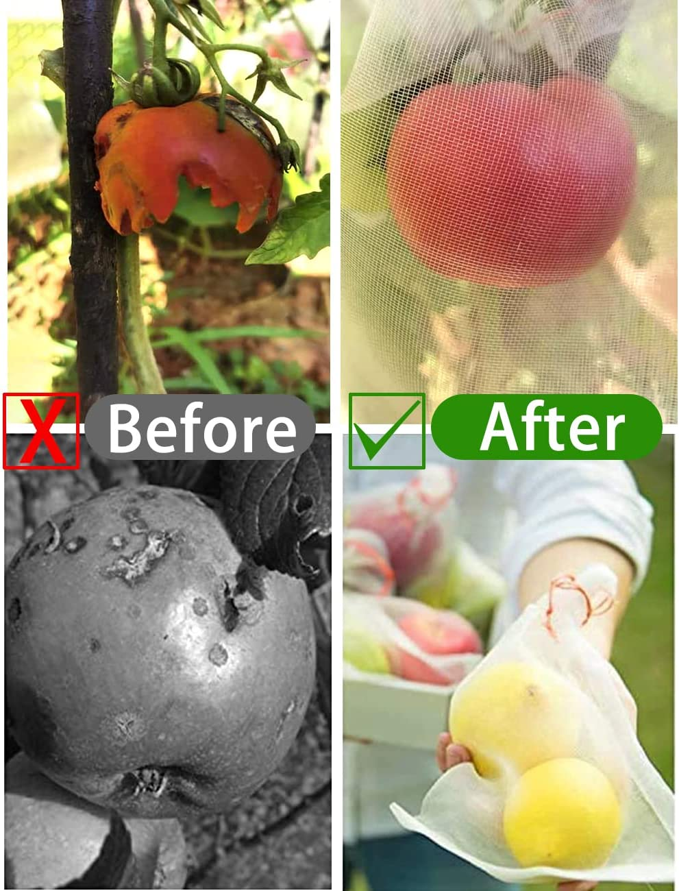 15X25Cm Fruit Protect Bags, 100 PCS Reusable Mesh Garden Netting Protection Bag for Plants Vegetables Plant Fruit Flower, Fruit Bags Net Bag for Fruit Trees, Fruit Cover Nylon Mesh Bag with Drawstring image number 1