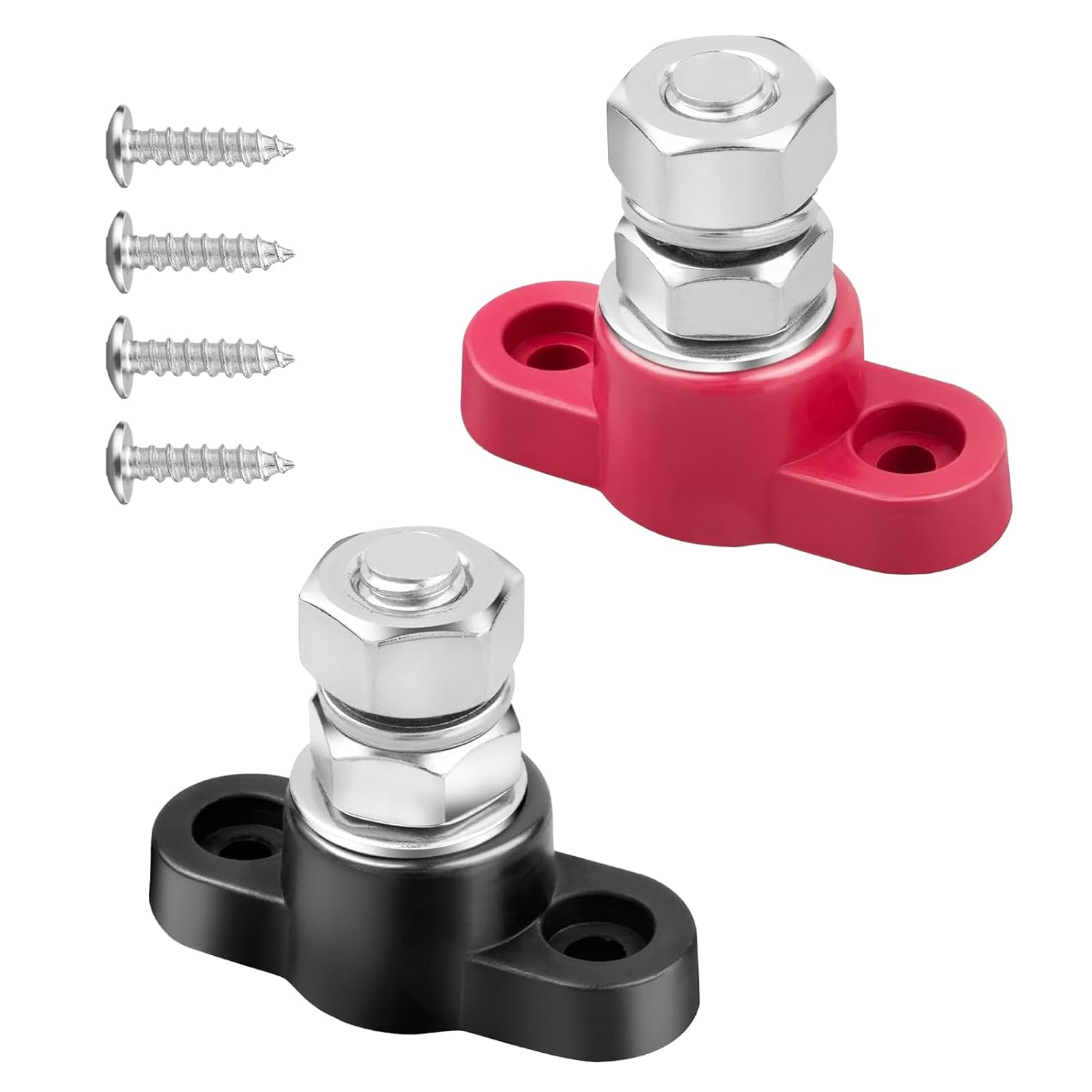 2Pcs Red & Black M10 3/8 Battery Post Junction Block, 12V 24V Power Distribution Block for Car, RV, Boat & Marine, Heavy-Duty Corrosion-Resistant Terminal Studs image number 2