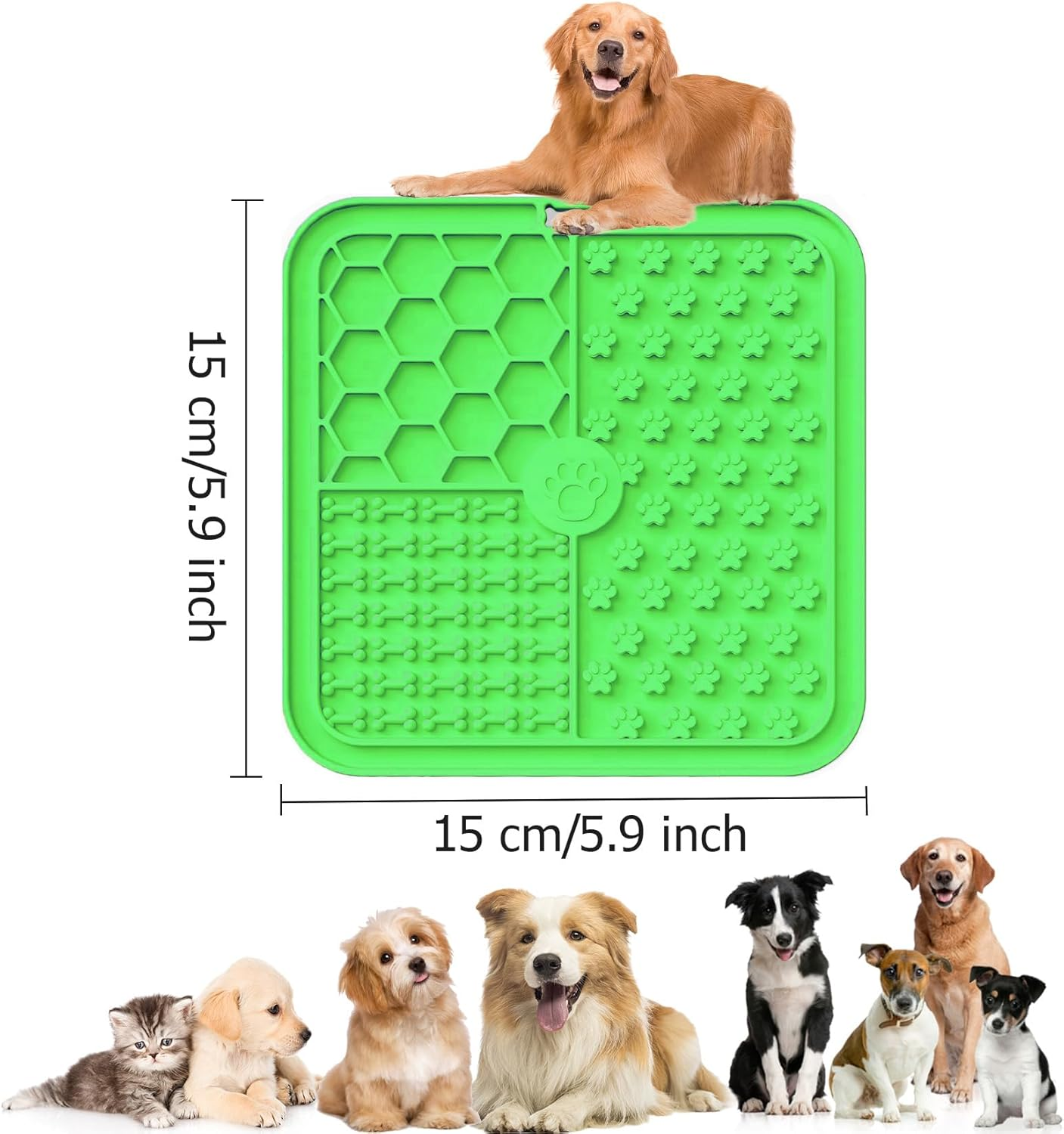 JIEYUCHU Dog Lick Mat, Premium Dog Bowl, Lick Mat for Dogs for Bathing, Mat Slow Feeder for Dogs and Cats with Suction Cup and Silicone Spatula, Easy to Clean (Green) - Green image number 4
