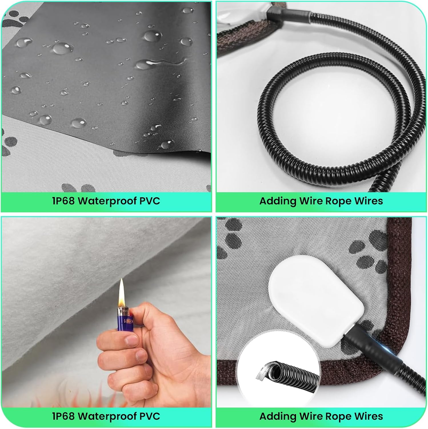 Dog Heating Pad, 45X45 CM Pet Heating Pad with Indicator and 2 Adjustable Thermal, and Chew Resistant Cord, Waterproof Cat Heating Pad for Dogs, Cats, Puppy, and Kitten (45X45 CM) image number 2