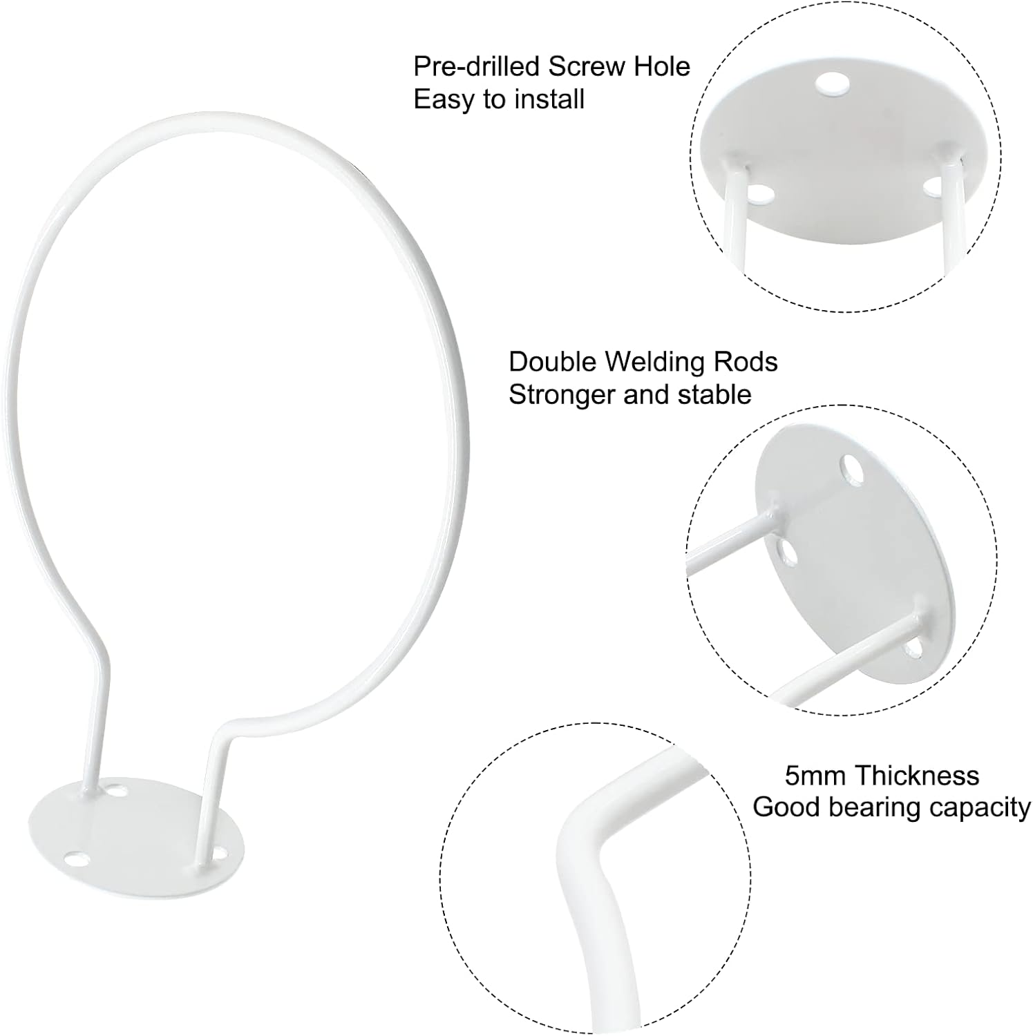 Wall Mounted Sports Ball Holder - White image number 2