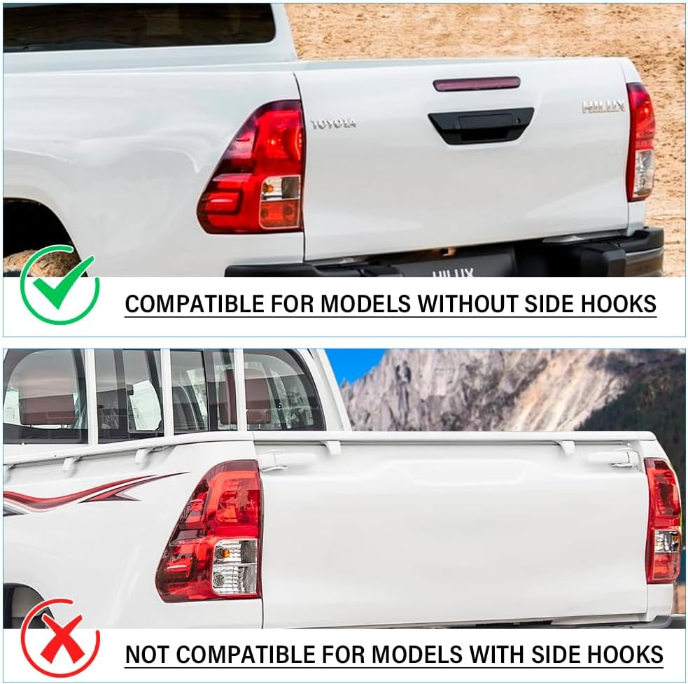 Tailgate Protector Rail Cover Guard for Toyota Hilux 2015-2020 N80 Revo Accessories, Textured Matte Black Rear Tailgate Cover Cap Trim, 1PC image number 4