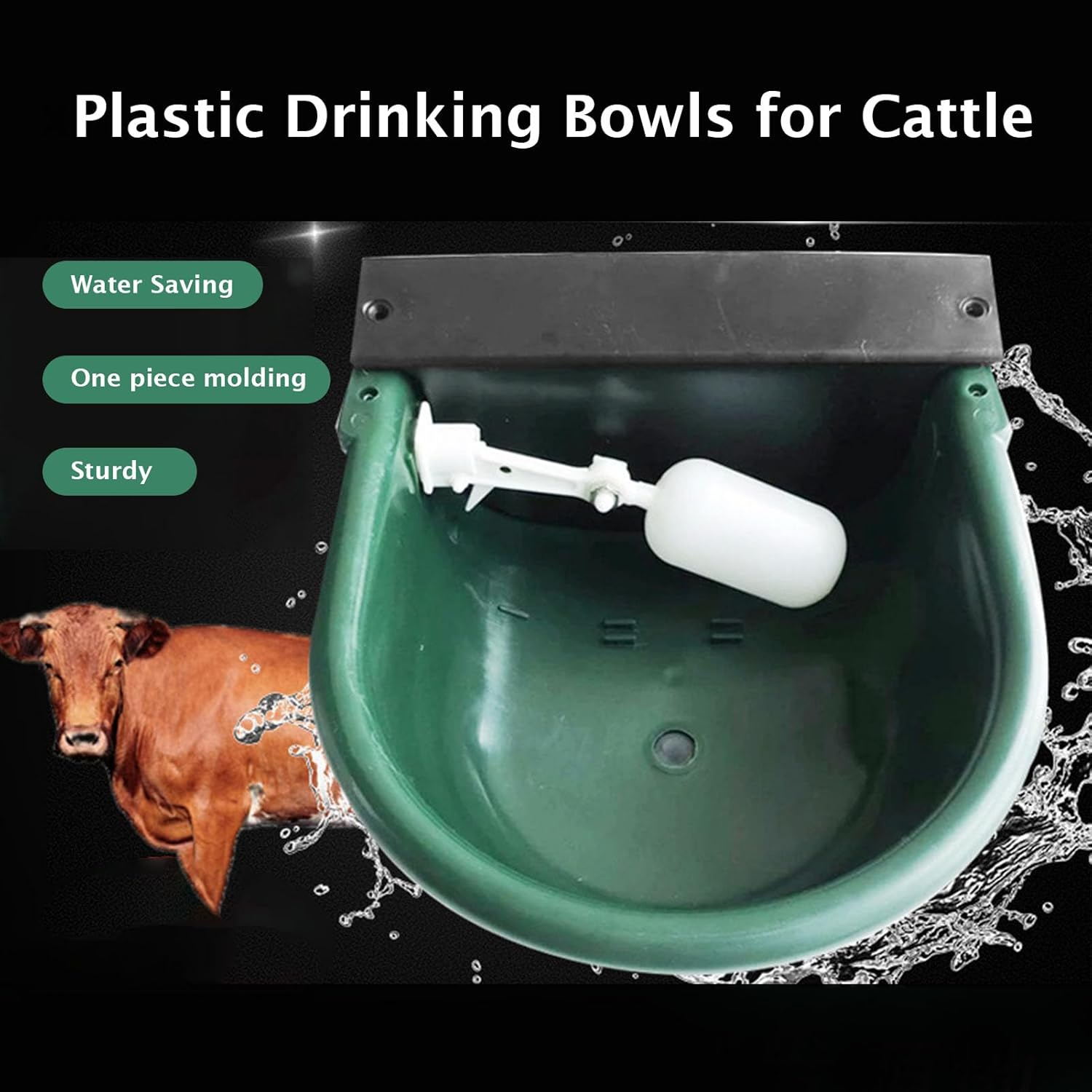 Automatic Waterer Bowl, Large Capacity Livestock Water Trough Bowl with Drainage Hole for Cattle Sheep Horse, Large Horse Waterer Automatic Water Dispenser Bowl for Sheep Dog image number 6